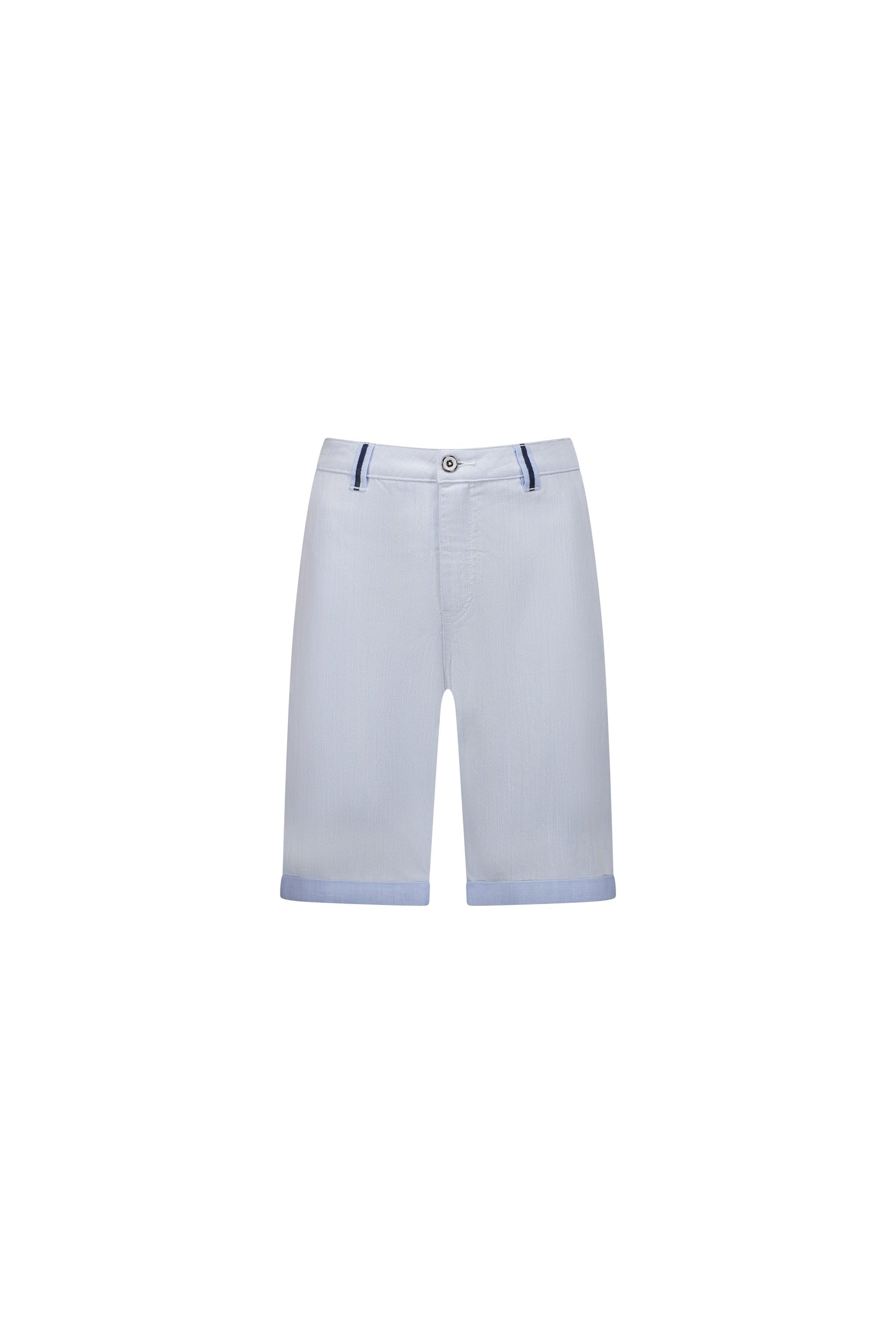 5021 Sky Blue - Slim Leg Above Knee Short with Contrast Trim - Vassalli