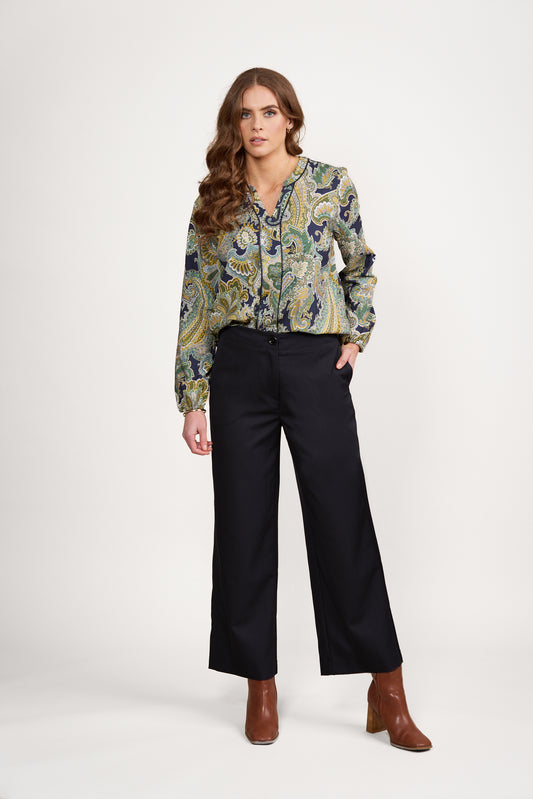 5023 Midnight - Wide Leg Ankle Grazer Pant - Vassalli