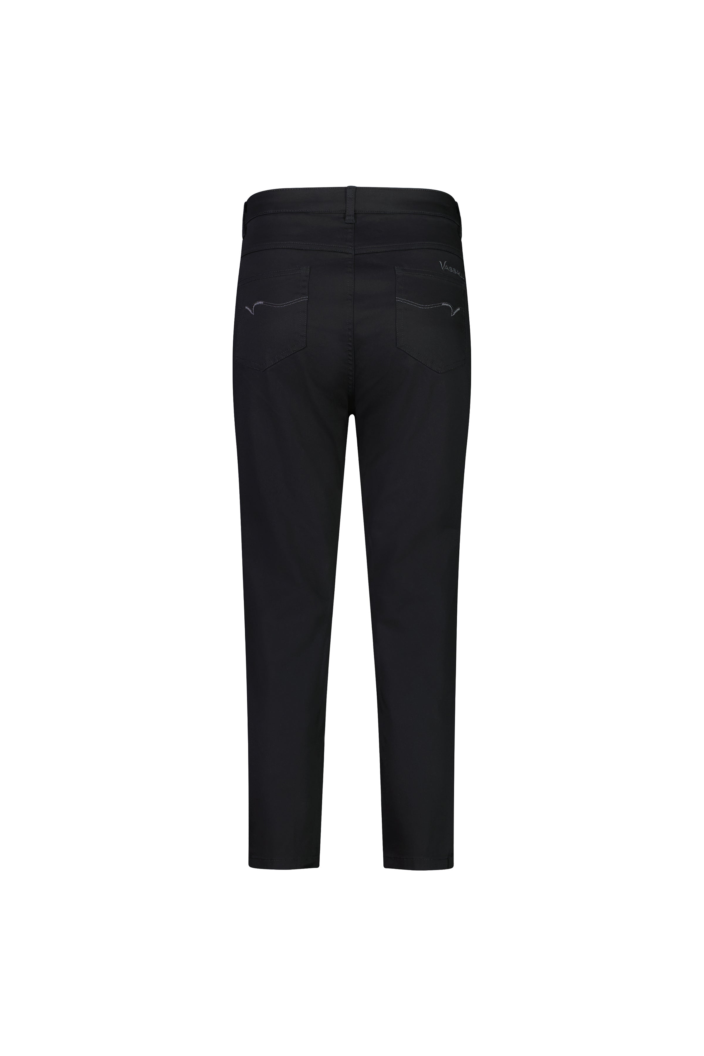 5509LW Black - Plain Lightweight Skinny Leg 7/8 Length Pant with Fly - Vassalli
