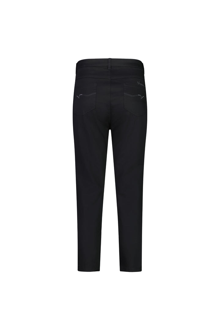 5509LW Black - Plain Lightweight Skinny Leg 7/8 Length Pant with Fly - Vassalli
