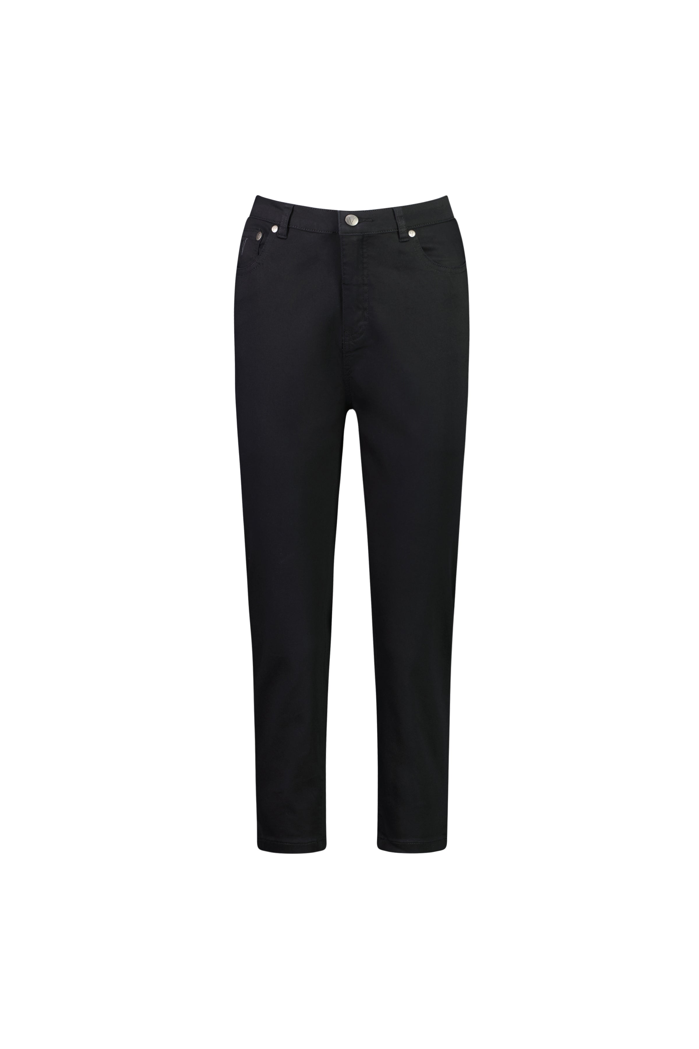 5509LW Black - Plain Lightweight Skinny Leg 7/8 Length Pant with Fly - Vassalli