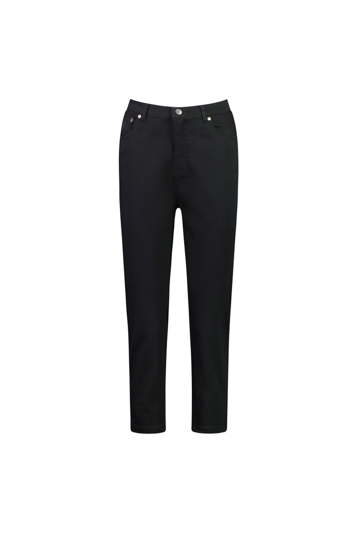 5509LW Black - Plain Lightweight Skinny Leg 7/8 Length Pant with Fly - Vassalli