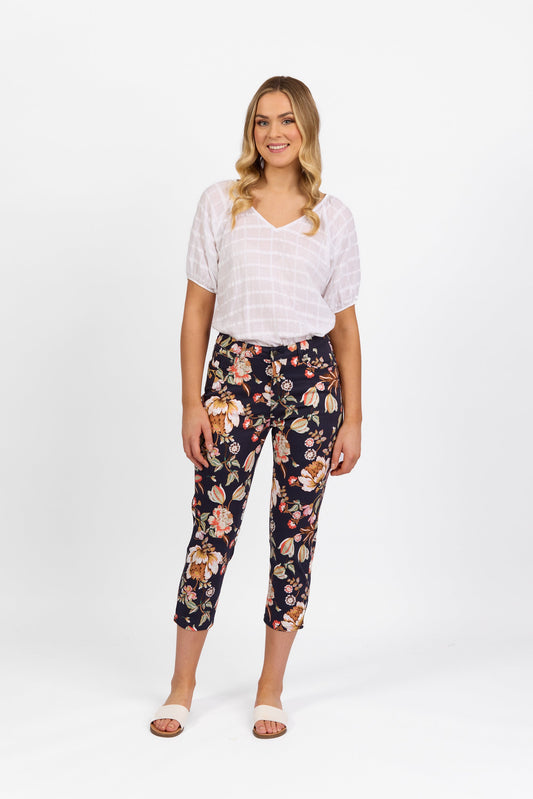 5509LW Freya - Printed Lightweight Skinny Leg 7/8 Length Pant with Fly - Vassalli