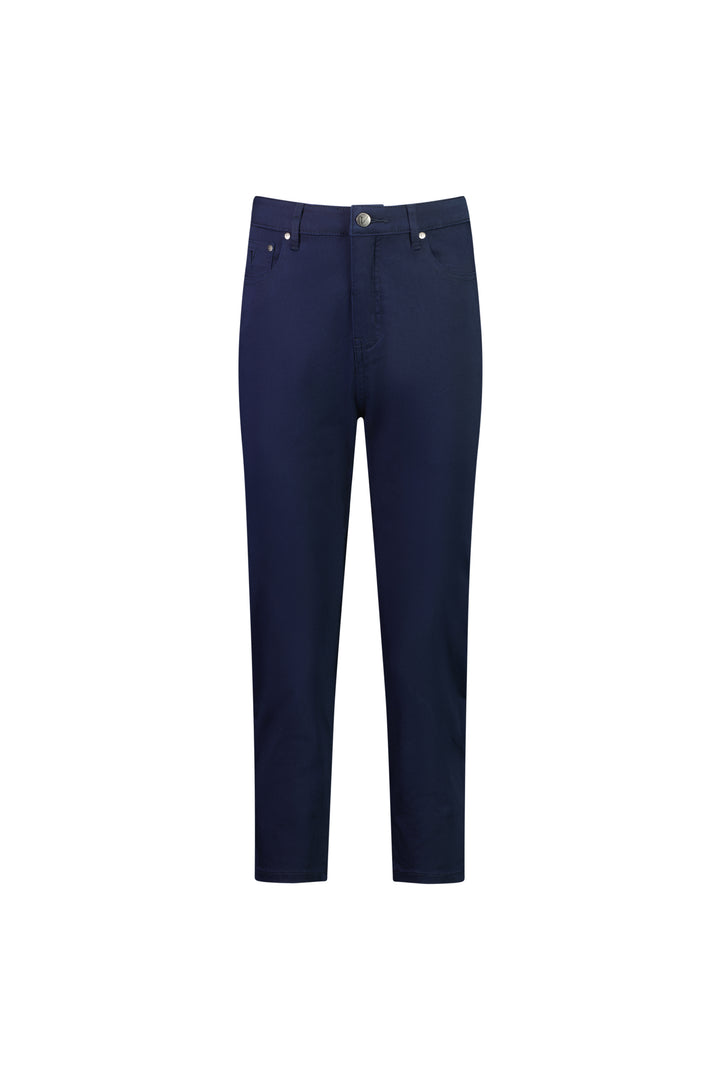 5509LW Navy - Plain Lightweight Skinny Leg 7/8 Length Pant with Fly - Vassalli