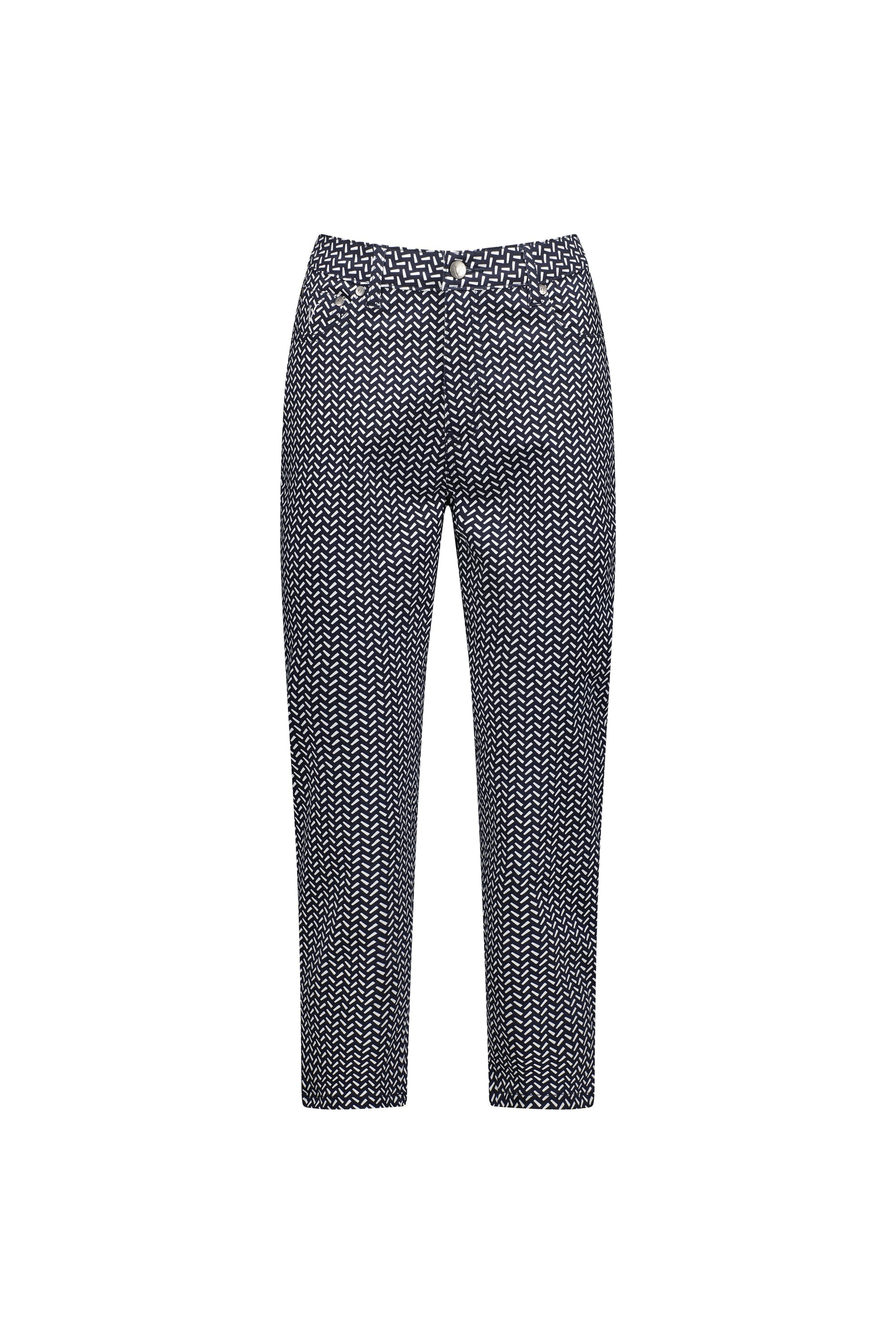 5509LW Nori - Printed Lightweight Skinny Leg 7/8 Length Pant with Fly - Vassalli