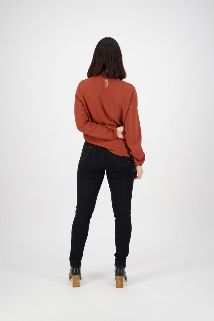 5535 Black Denim - Skinny Leg Full Length Basket Weave Jean - Vassalli