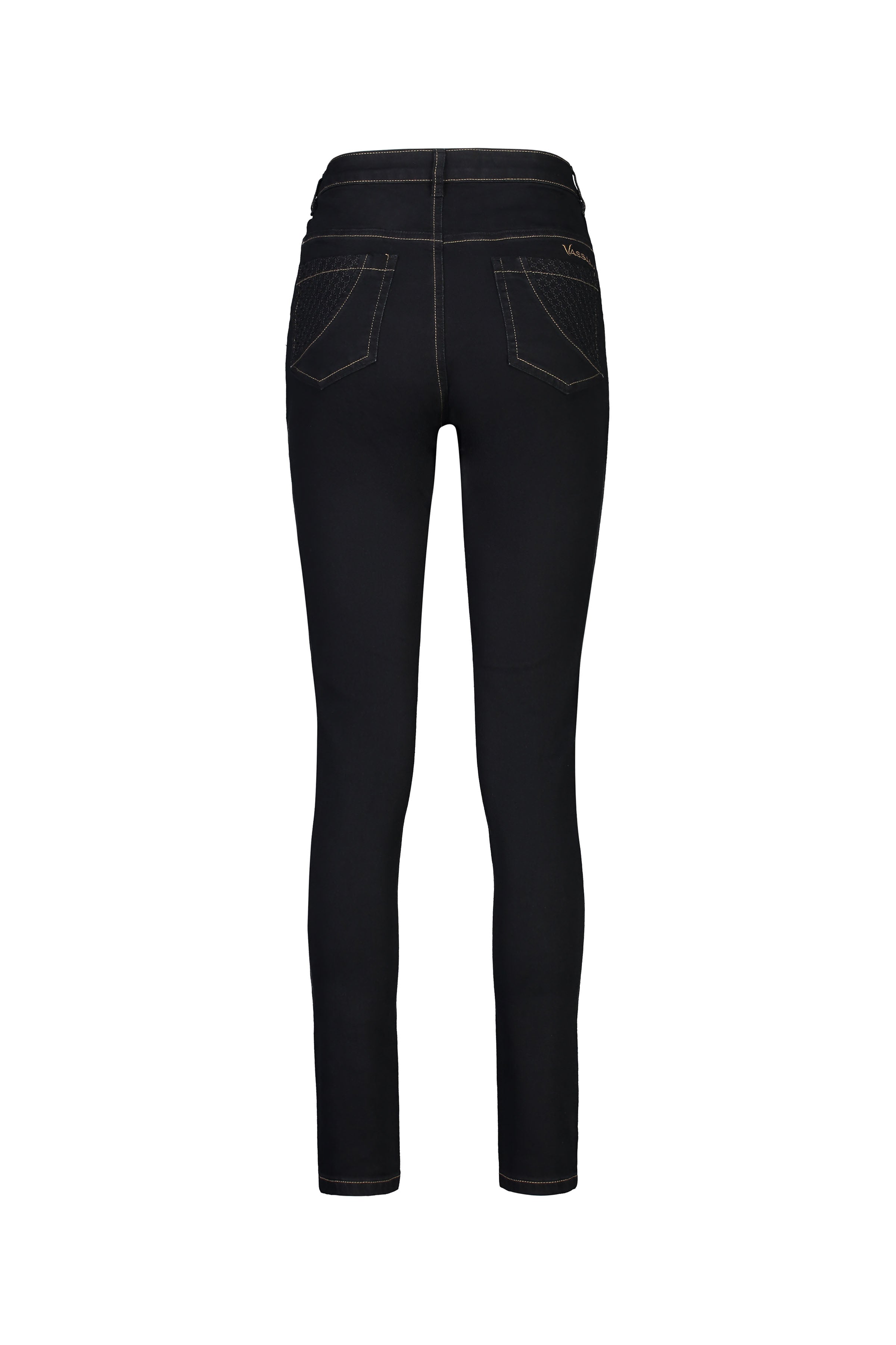 5535 Black Denim - Skinny Leg Full Length Basket Weave Jean - Vassalli