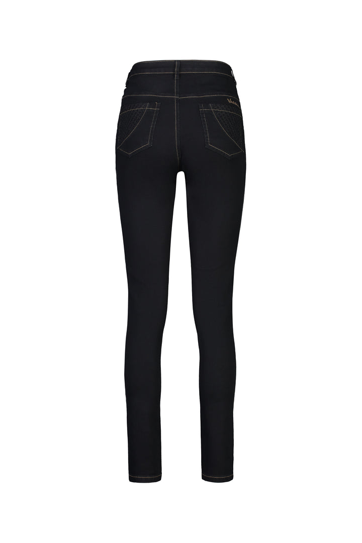 5535 Black Denim - Skinny Leg Full Length Basket Weave Jean - Vassalli