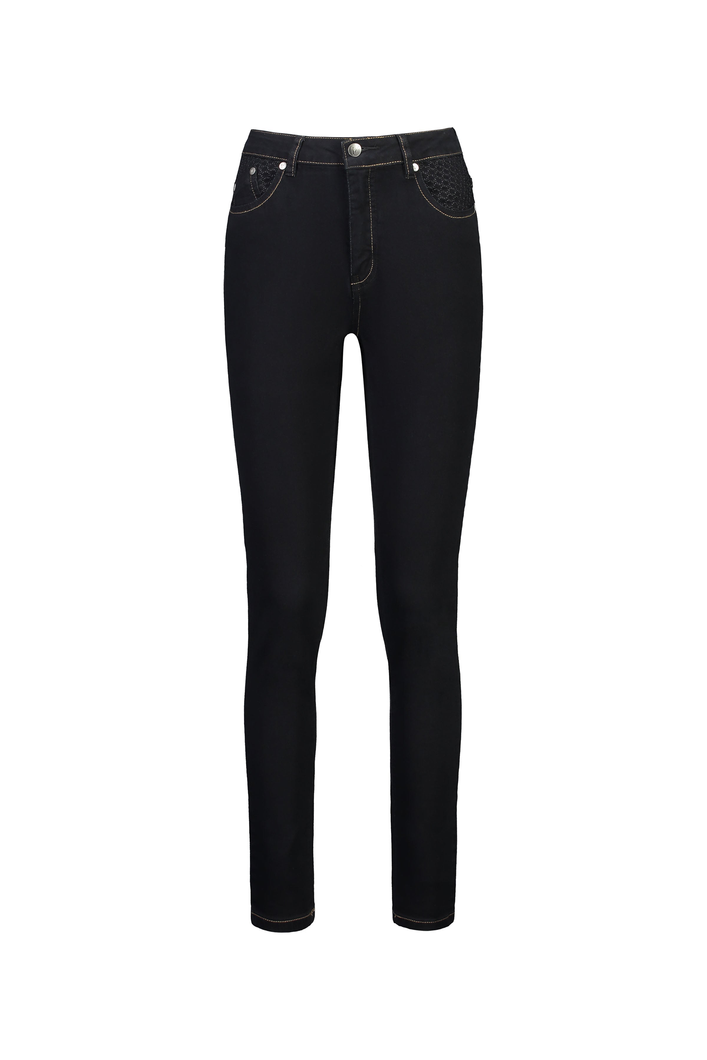 5535 Black Denim - Skinny Leg Full Length Basket Weave Jean - Vassalli