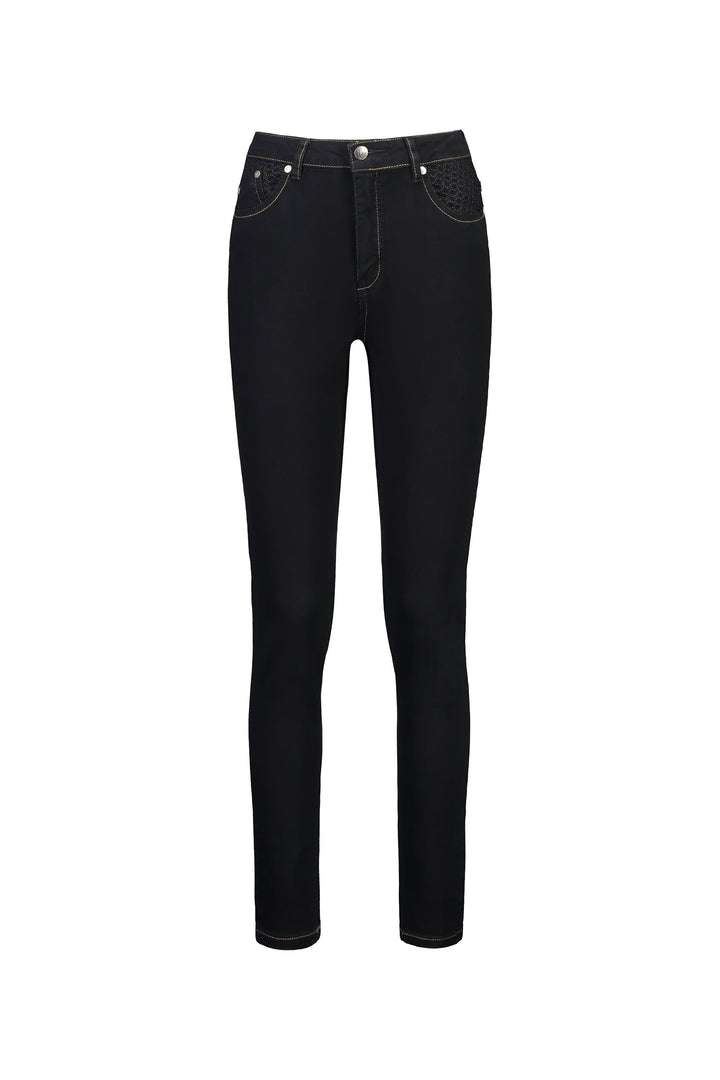 5535 Black Denim - Skinny Leg Full Length Basket Weave Jean - Vassalli