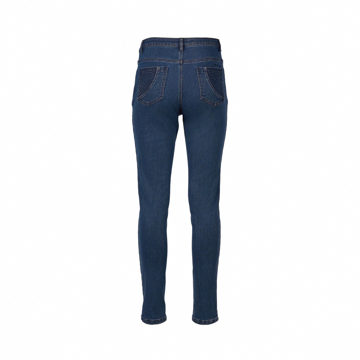 5535 Brushed Indigo - Skinny Leg Full Length Basket Weave Pocket Jean - Vassalli