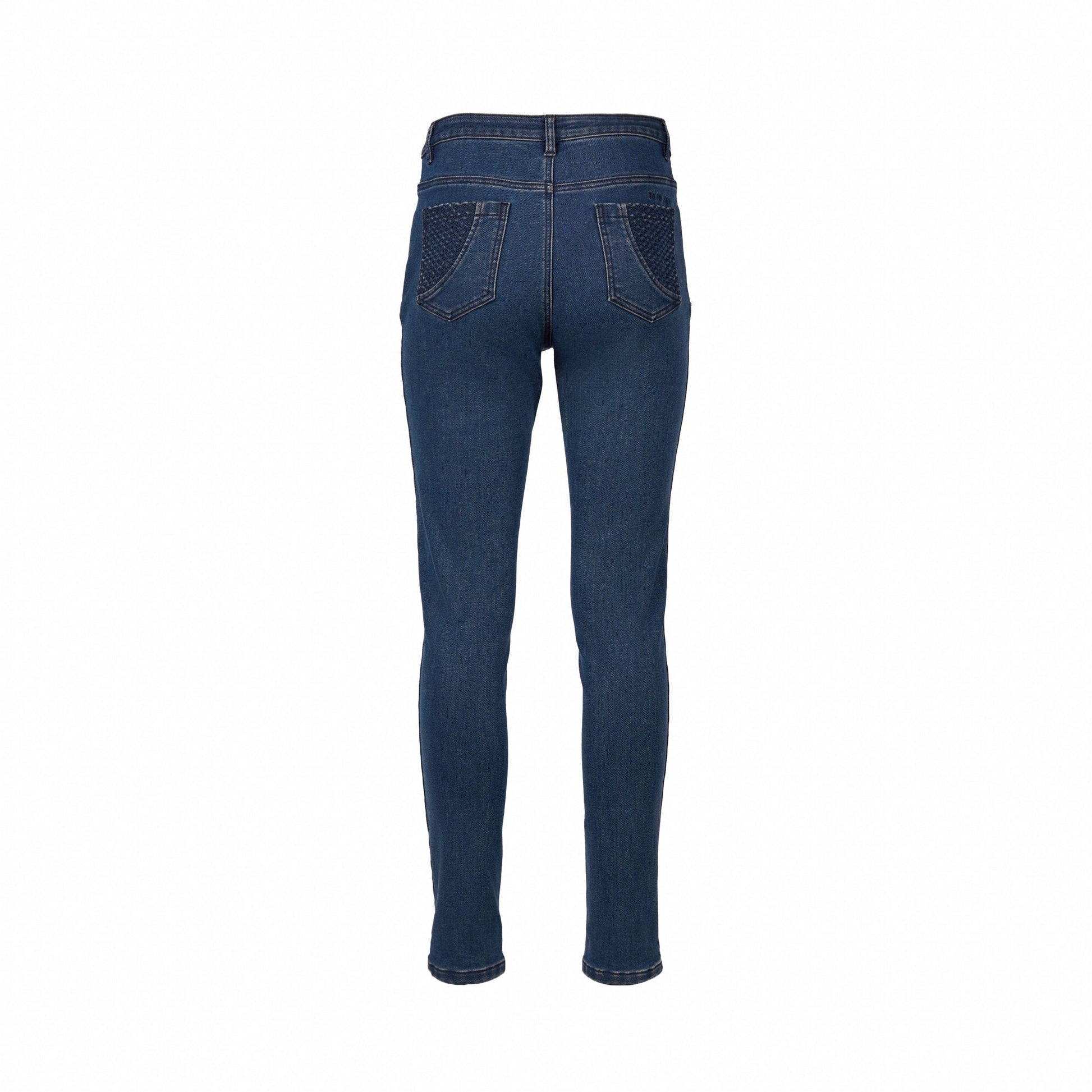 5535 Brushed Indigo - Skinny Leg Full Length Basket Weave Pocket Jean - Vassalli