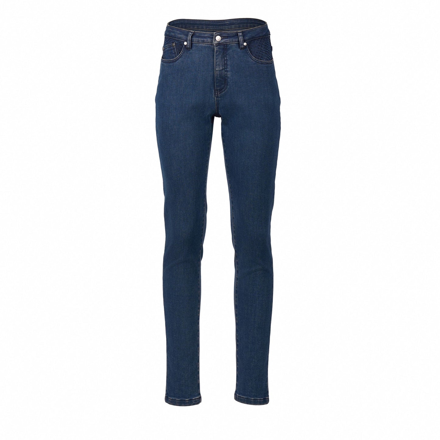 5535 Brushed Indigo - Skinny Leg Full Length Basket Weave Pocket Jean - Vassalli