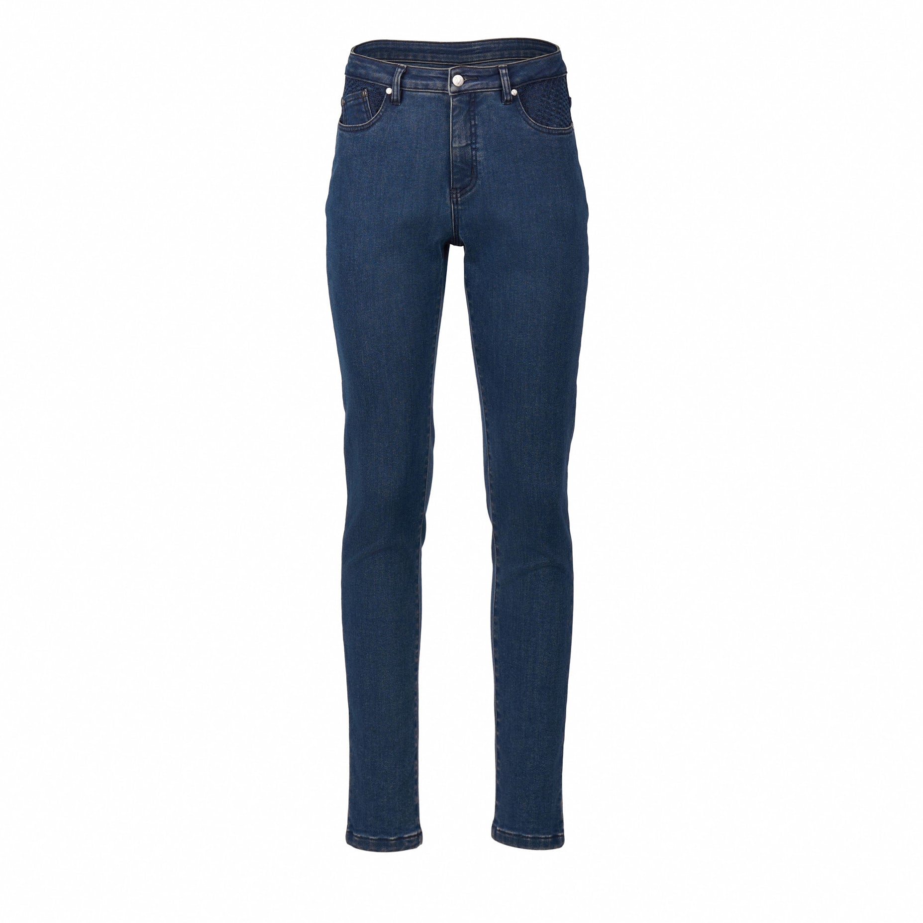 5535 Brushed Indigo - Skinny Leg Full Length Basket Weave Pocket Jean - Vassalli
