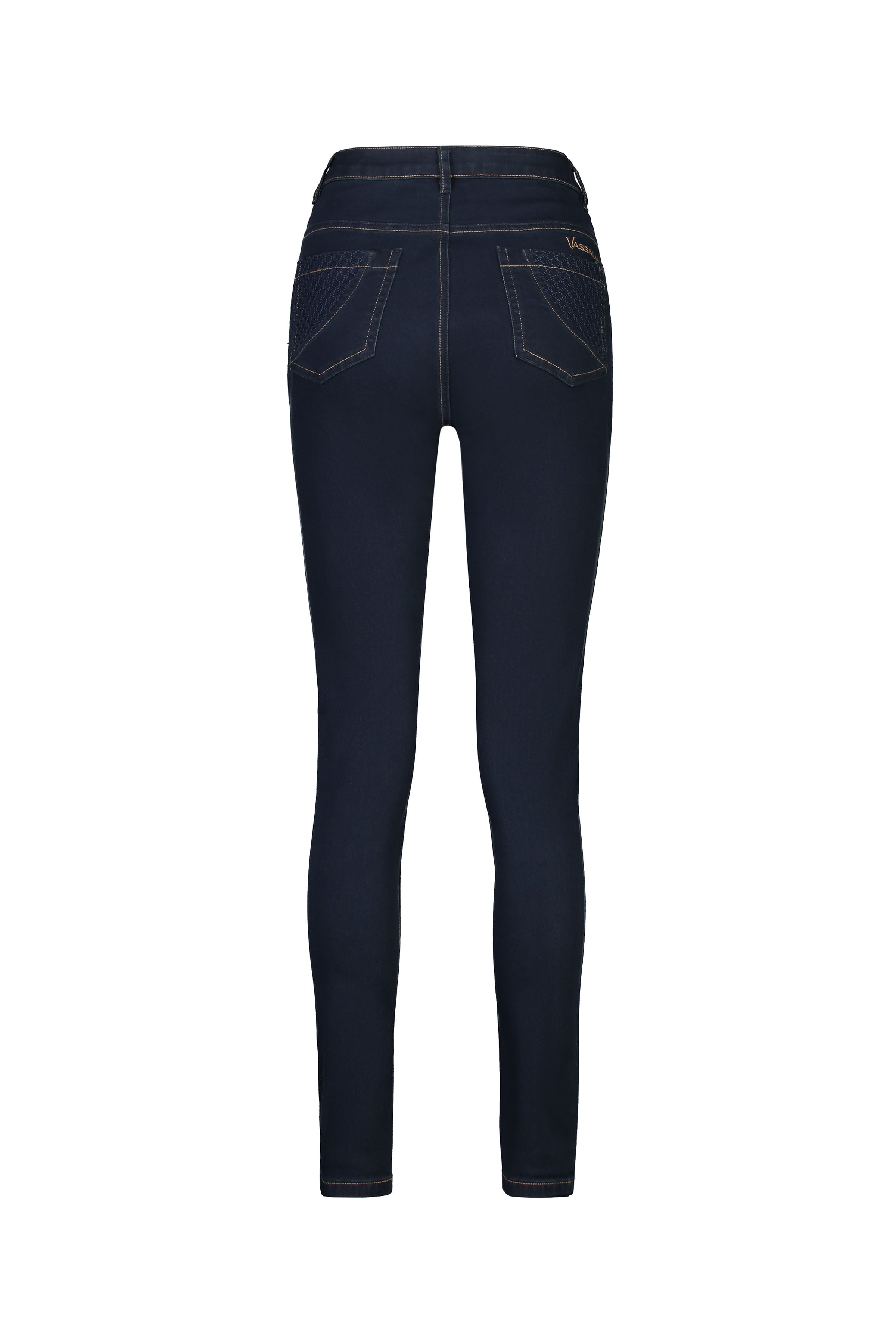 5535 Indigo Denim - Skinny Leg Full Length Basket Weave Jean - Vassalli
