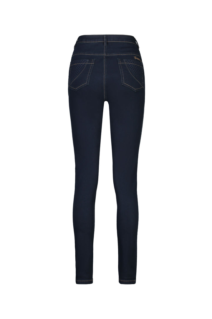 5535 Indigo Denim - Skinny Leg Full Length Basket Weave Jean - Vassalli