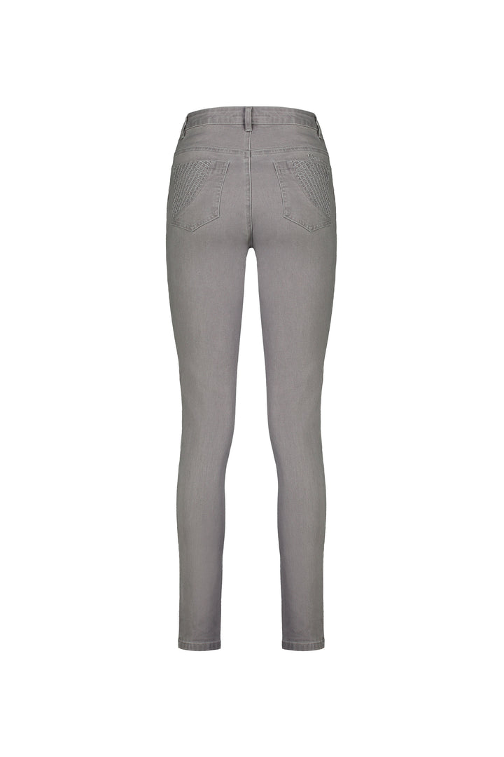 5535 Light Grey - Skinny Leg Full Length Basket Weave Jean - Vassalli