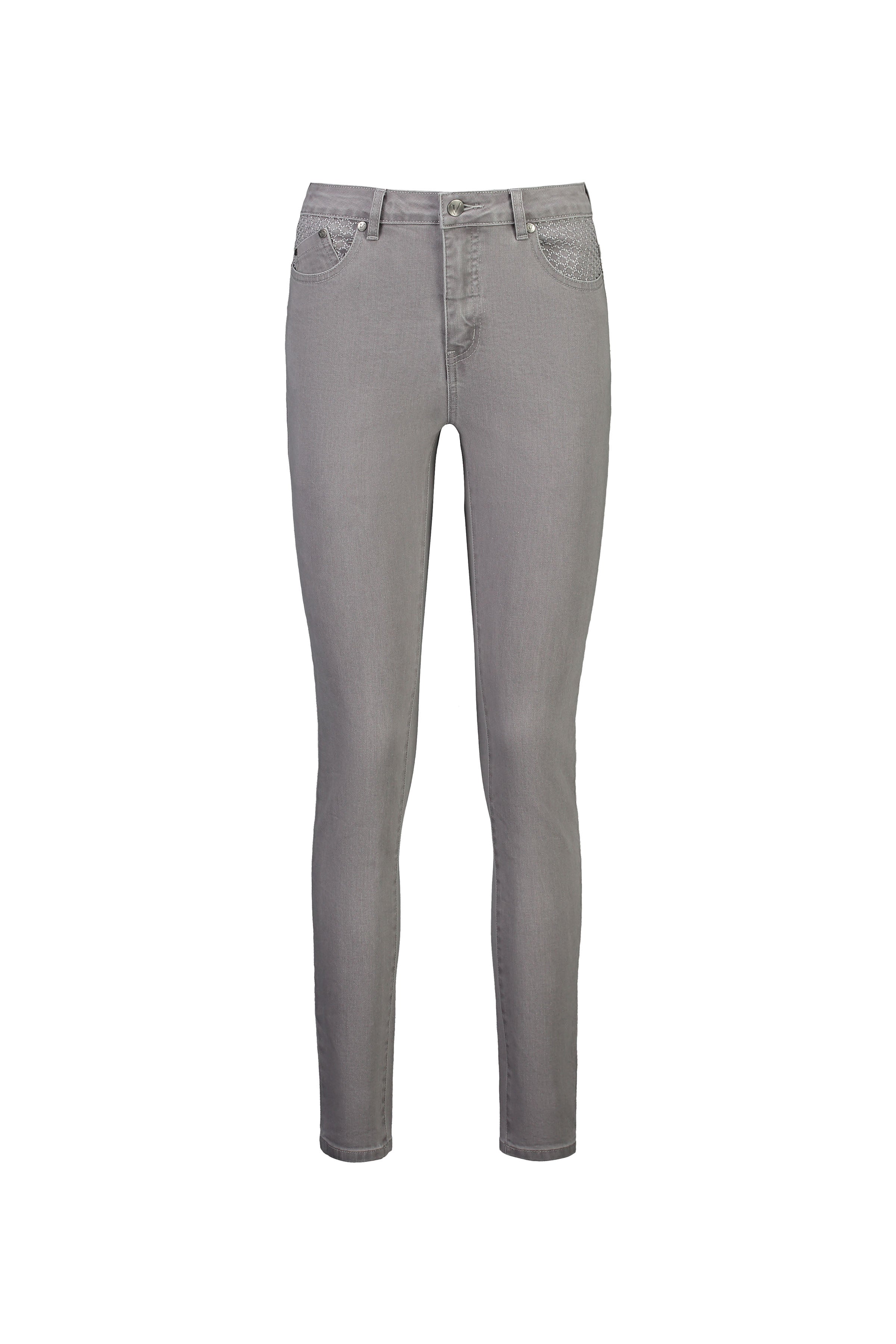 5535 Light Grey - Skinny Leg Full Length Basket Weave Jean - Vassalli