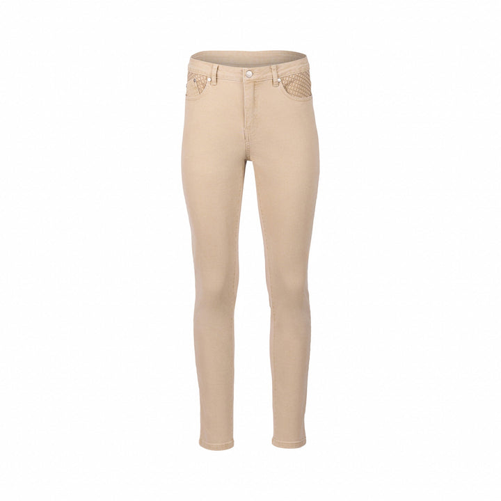 5535 Oat Denim - Skinny Leg Full Length Basket Weave Pocket Jean - Vassalli