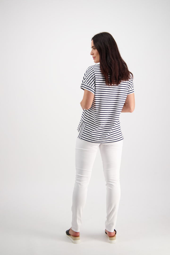 5535 White Denim - Skinny Leg Full Length Basket Weave Jean - Vassalli