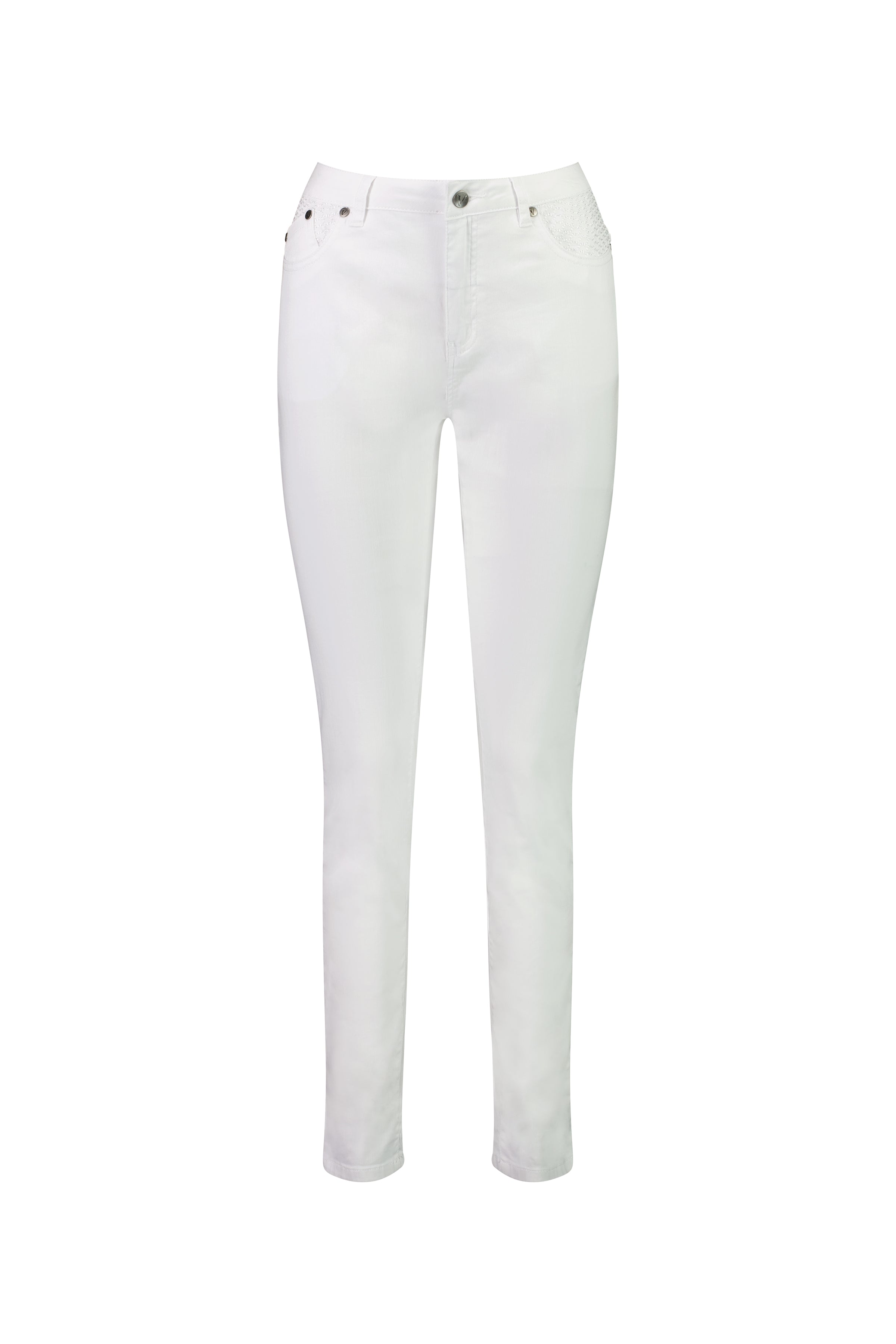 5535 White Denim - Skinny Leg Full Length Basket Weave Jean - Vassalli