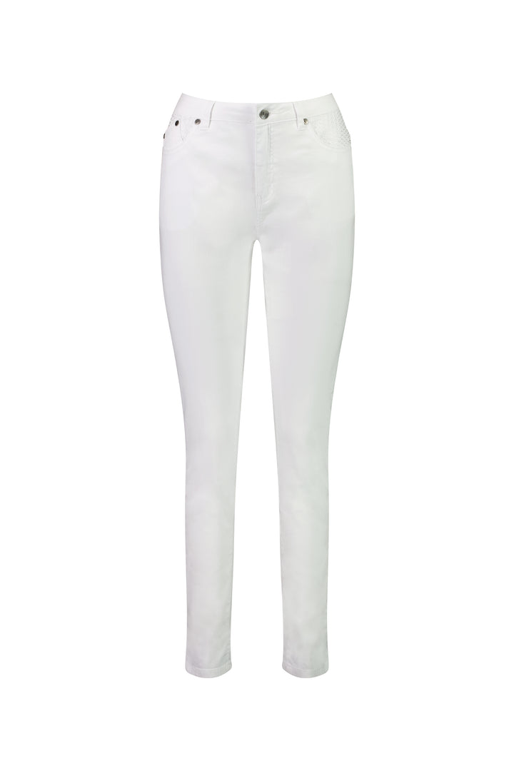 5535 White Denim - Skinny Leg Full Length Basket Weave Jean - Vassalli