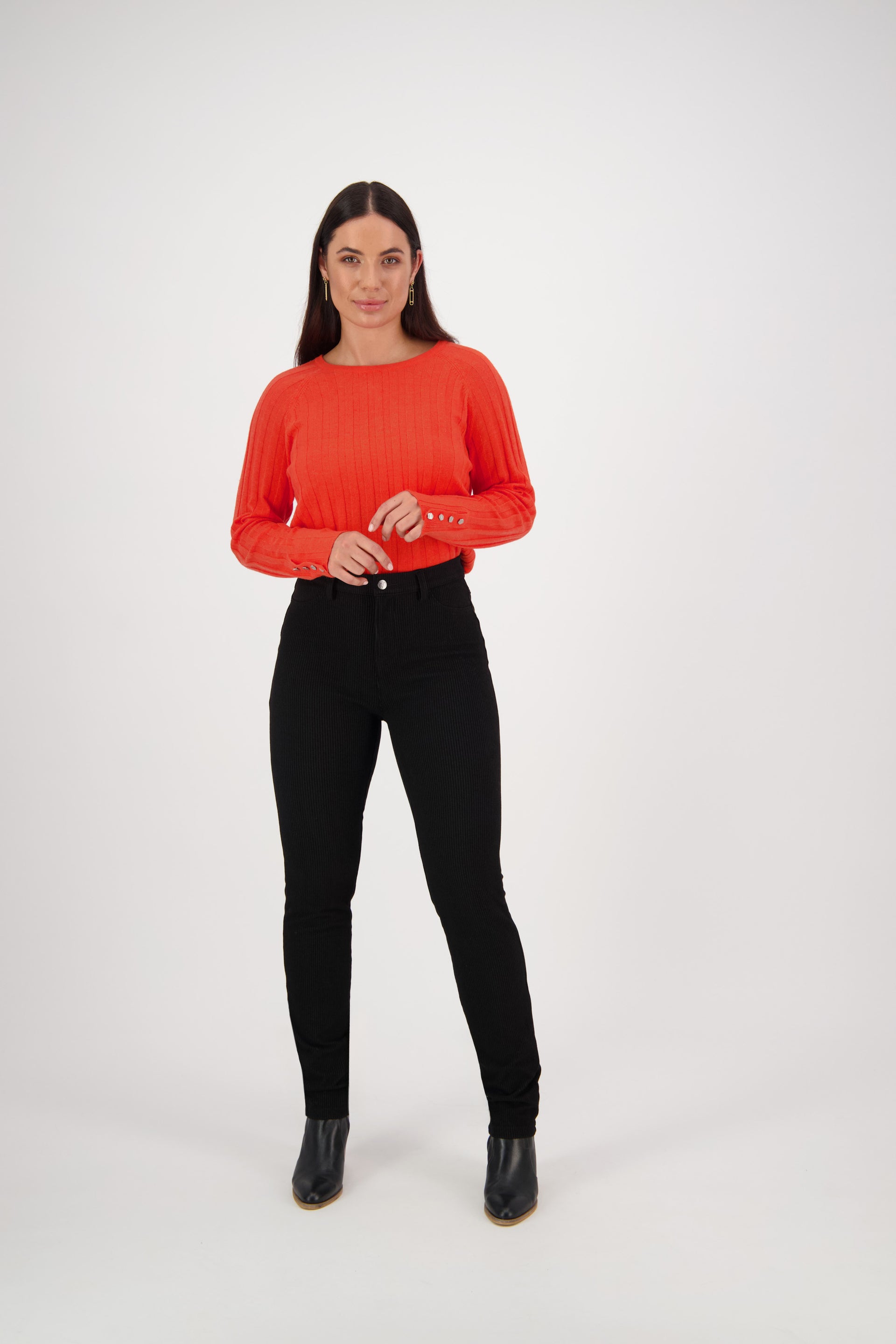 5663 Plush - Skinny Leg Full Length Ponti Pant with Fly - Vassalli