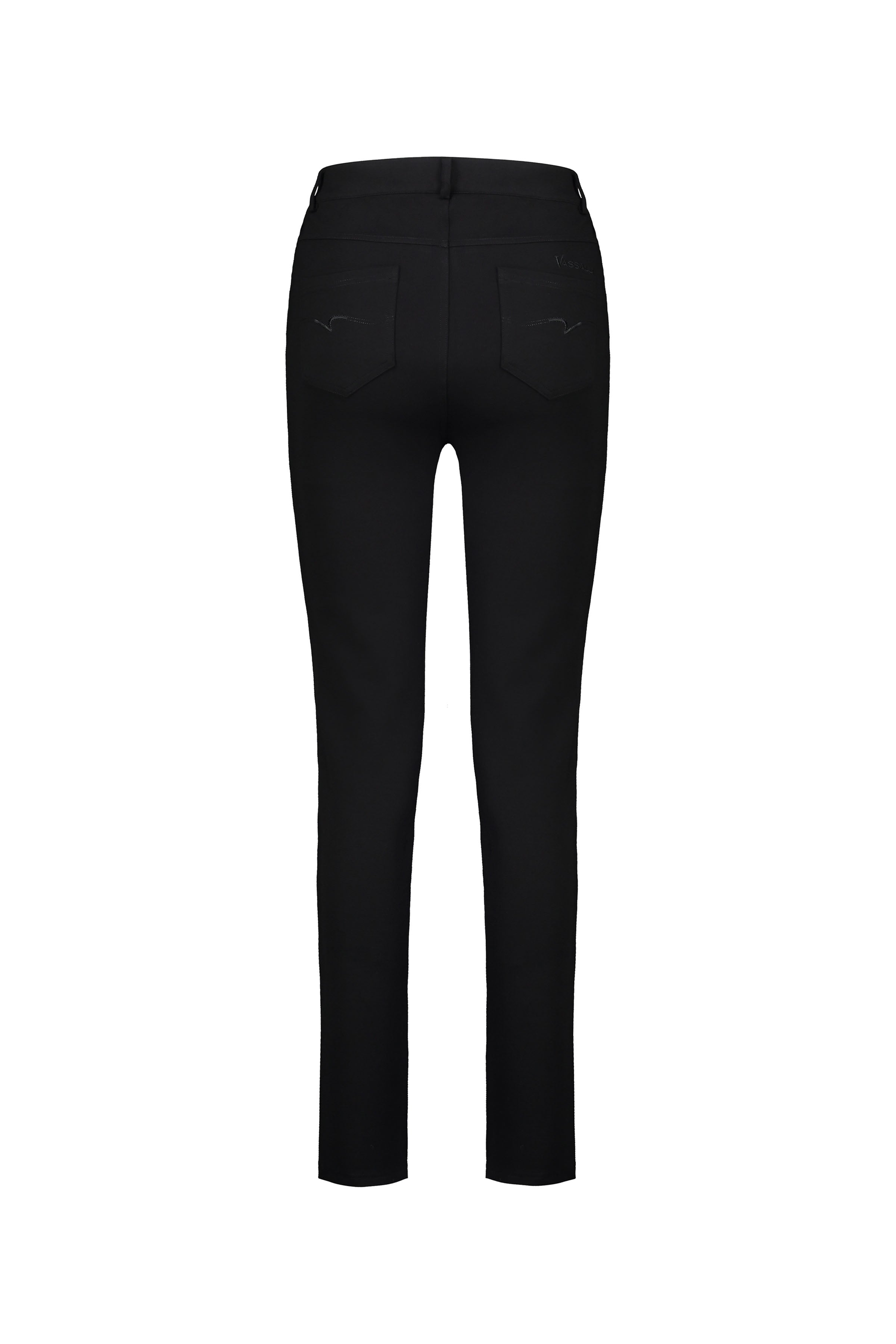 5663 Black - Skinny Leg Full Length Ponti Pant with Fly - Vassalli