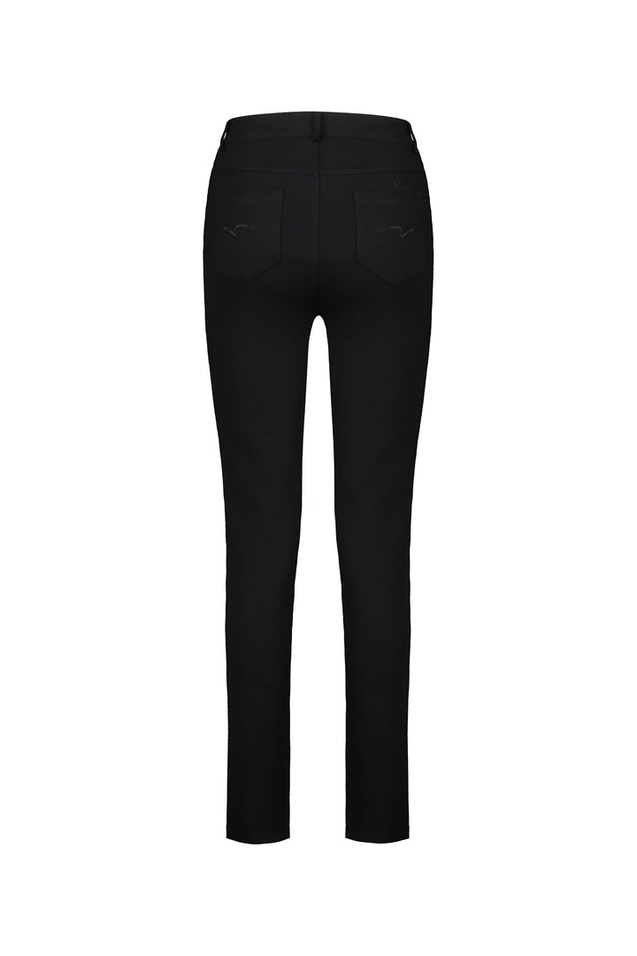 5663 Black - Skinny Leg Full Length Ponti Pant with Fly - Vassalli