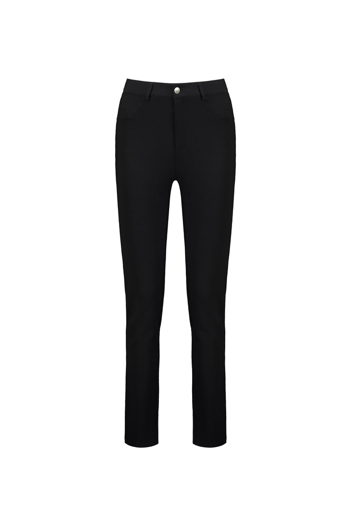 5663 Black - Skinny Leg Full Length Ponti Pant with Fly - Vassalli