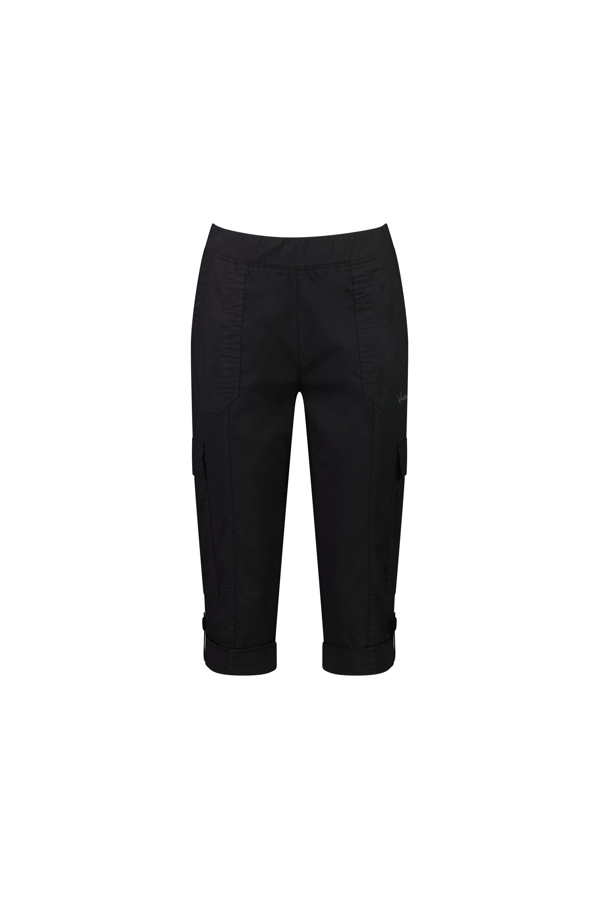 5710P Black - Poplin Pull On Cargo Pant - Vassalli
