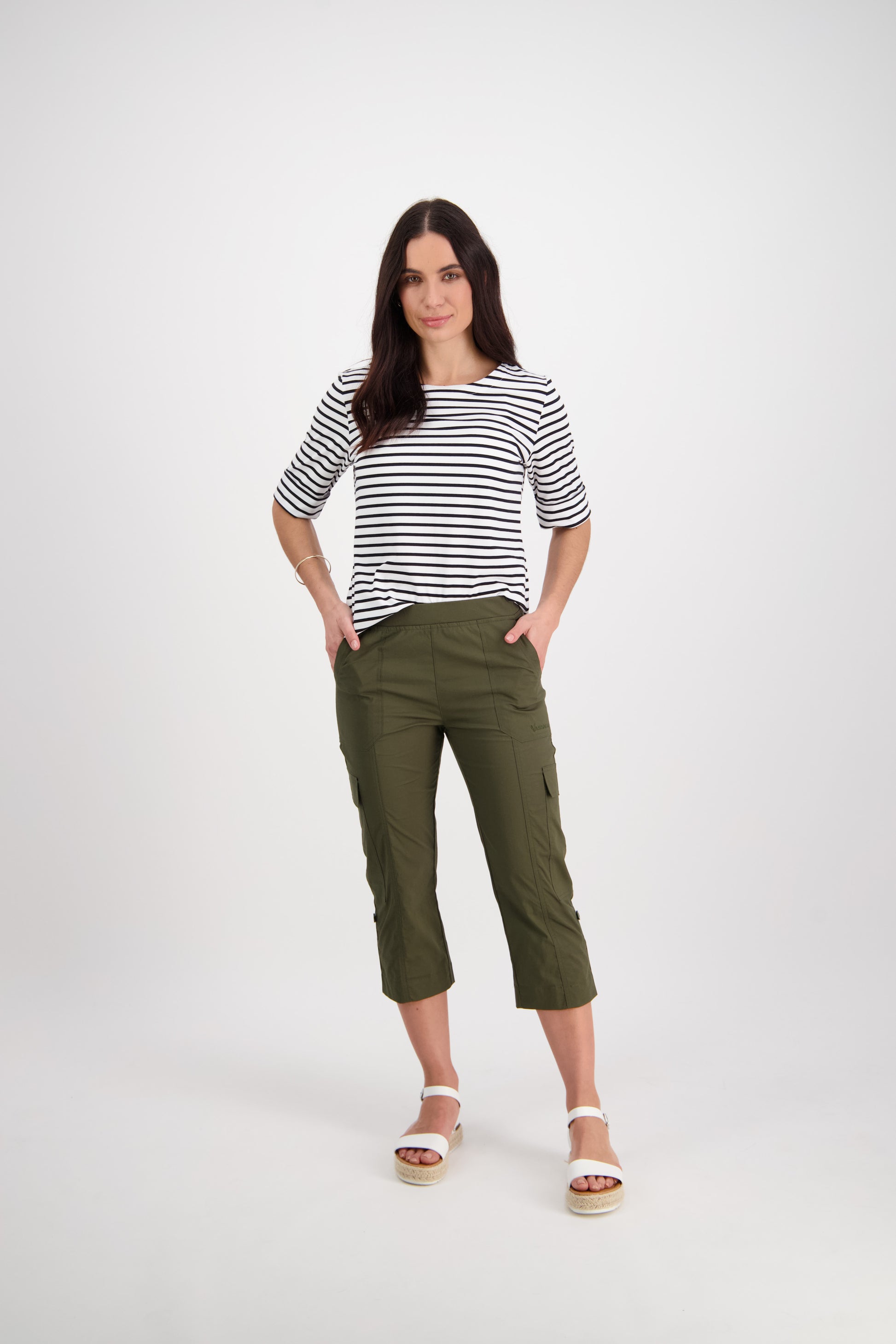 5710P Khaki - Poplin Pull On Cargo Pant - Vassalli