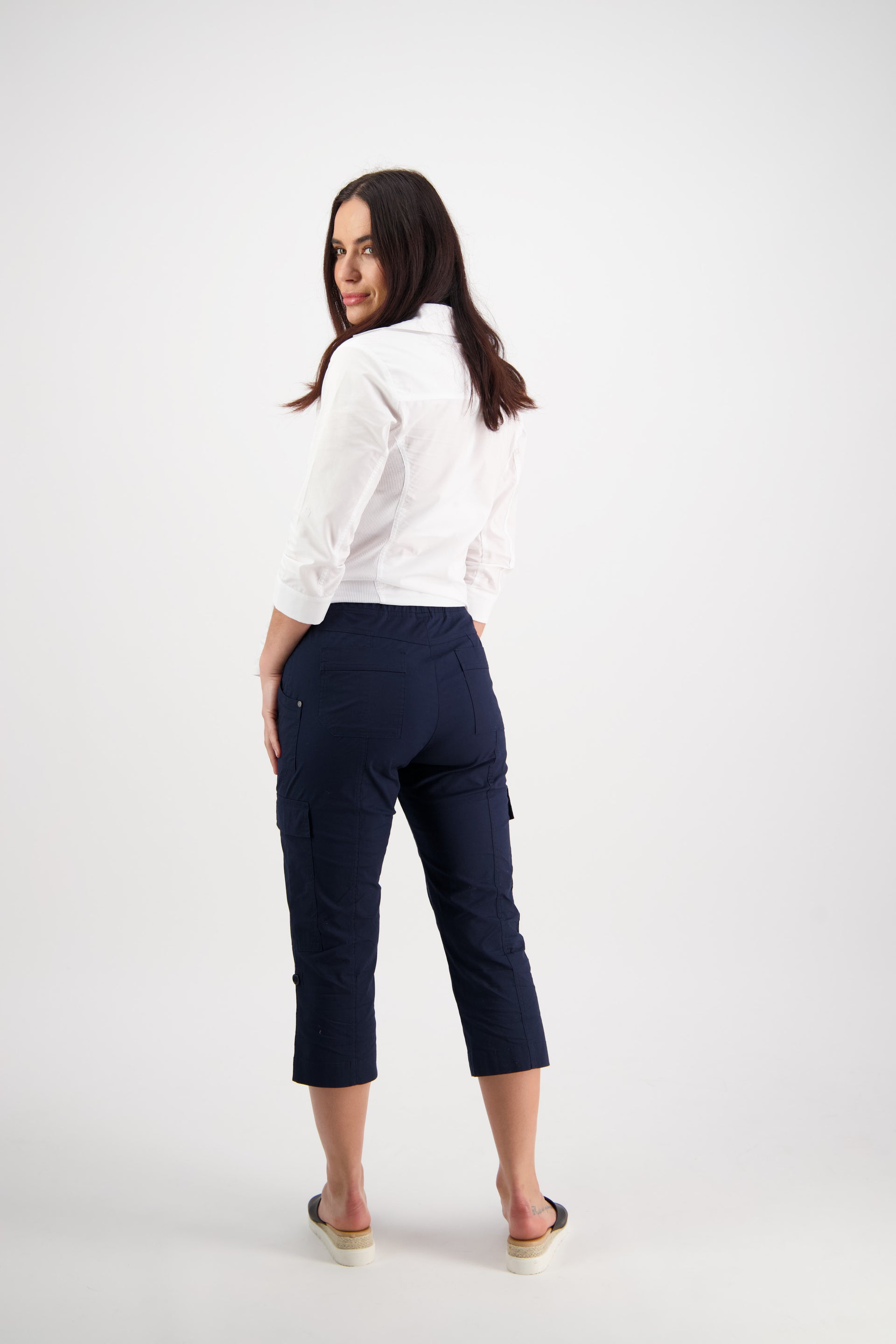 5710P Navy - Poplin Pull-On Cargo Pant - Vassalli