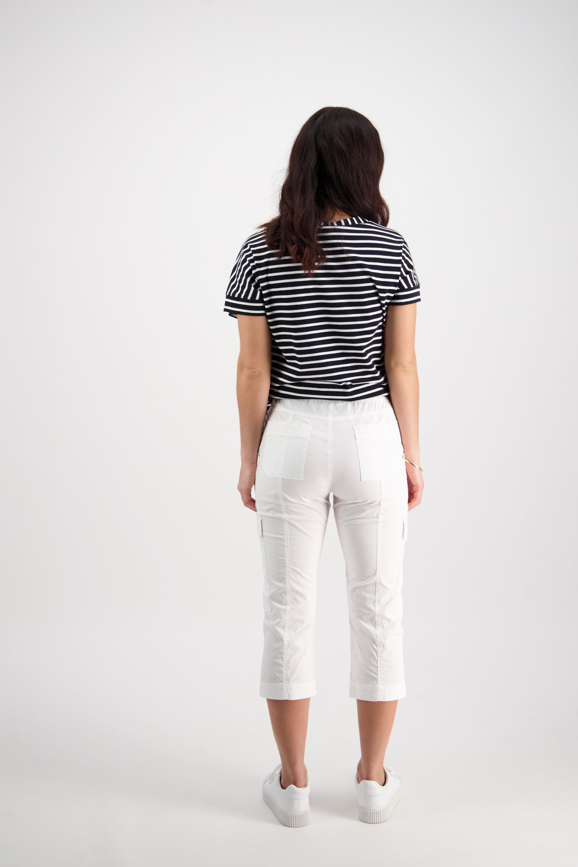 5710P White - Poplin Pull-On Cargo Pant - Vassalli