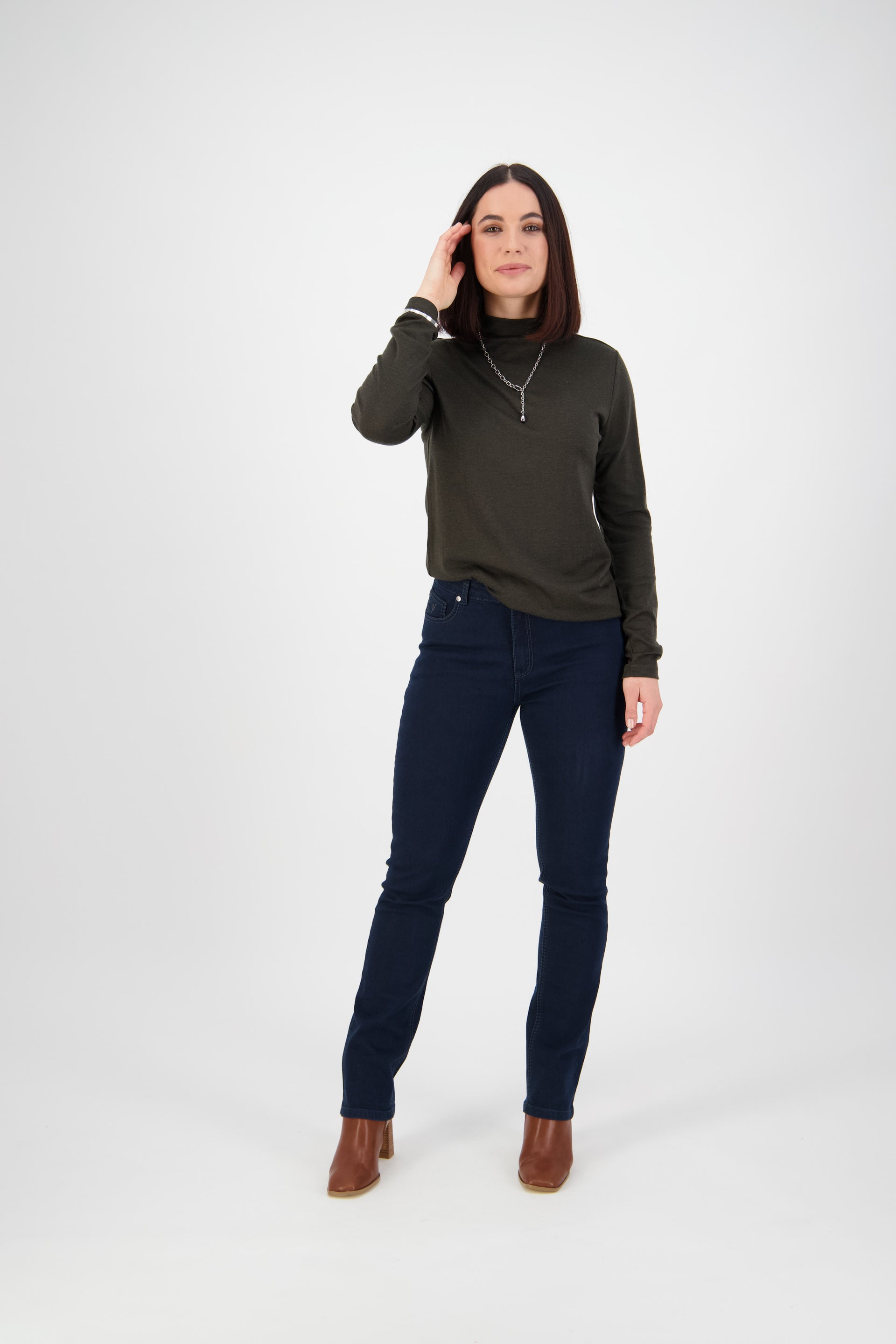 5719 Indigo Denim - Slim Leg Full Length Jean with Heavy Top Stitch - Vassalli