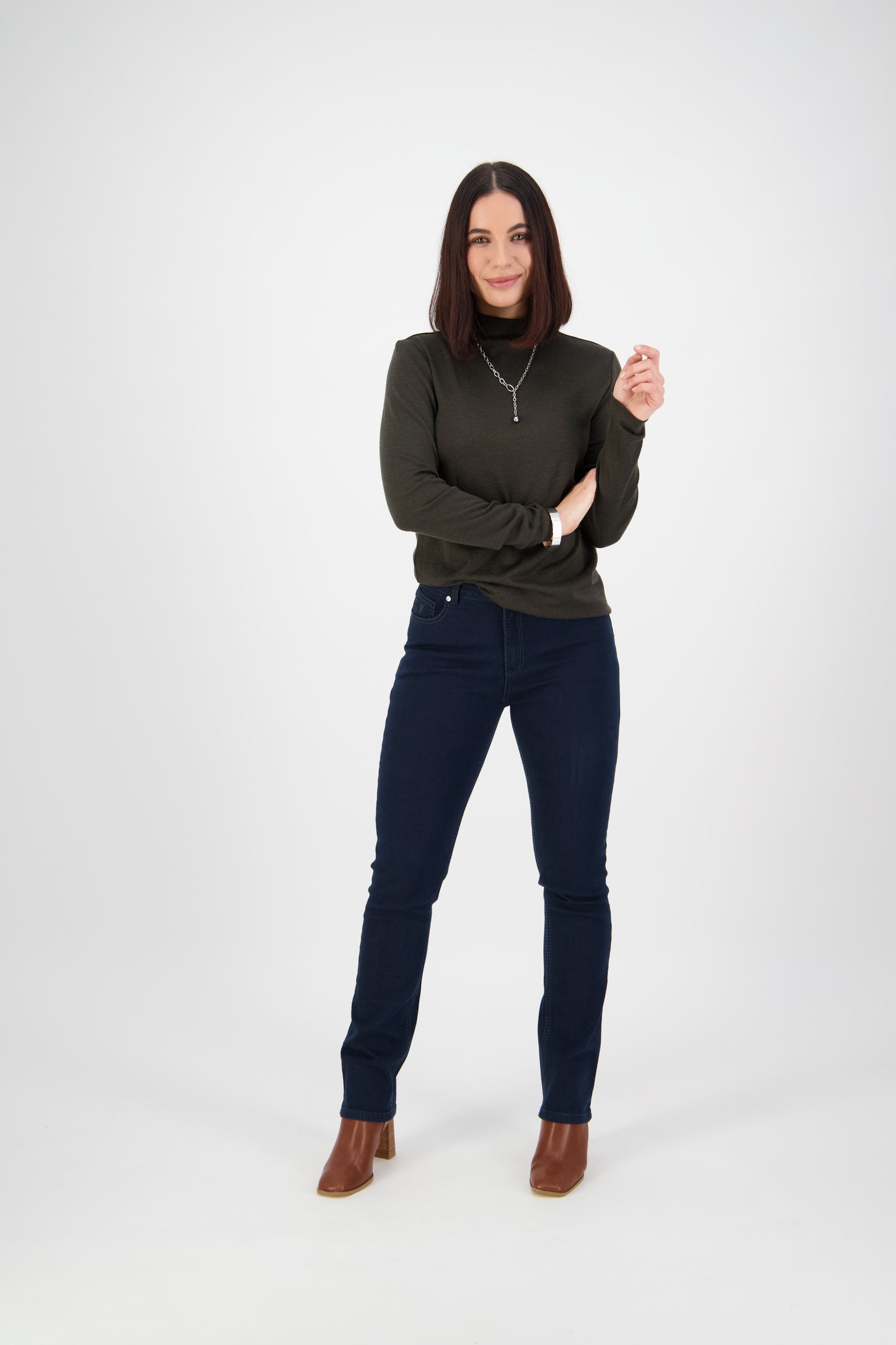 5719 Indigo Denim - Slim Leg Full Length Jean with Heavy Top Stitch - Vassalli