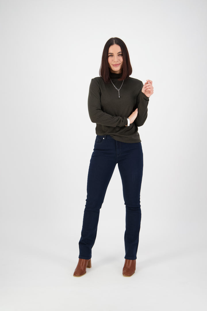 5719 Indigo Denim - Slim Leg Full Length Jean with Heavy Top Stitch - Vassalli