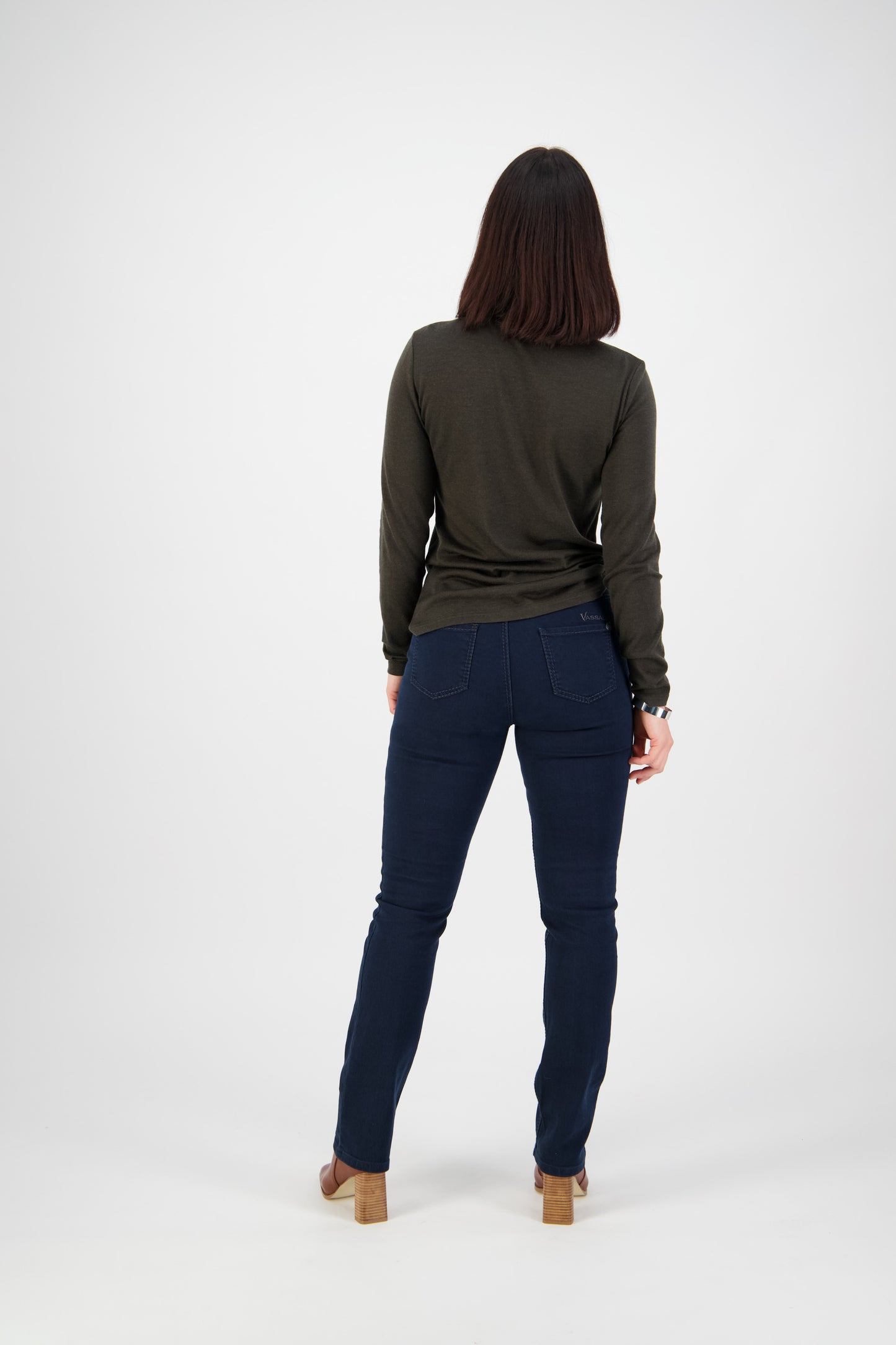 5719 Indigo Denim - Slim Leg Full Length Jean with Heavy Top Stitch - Vassalli