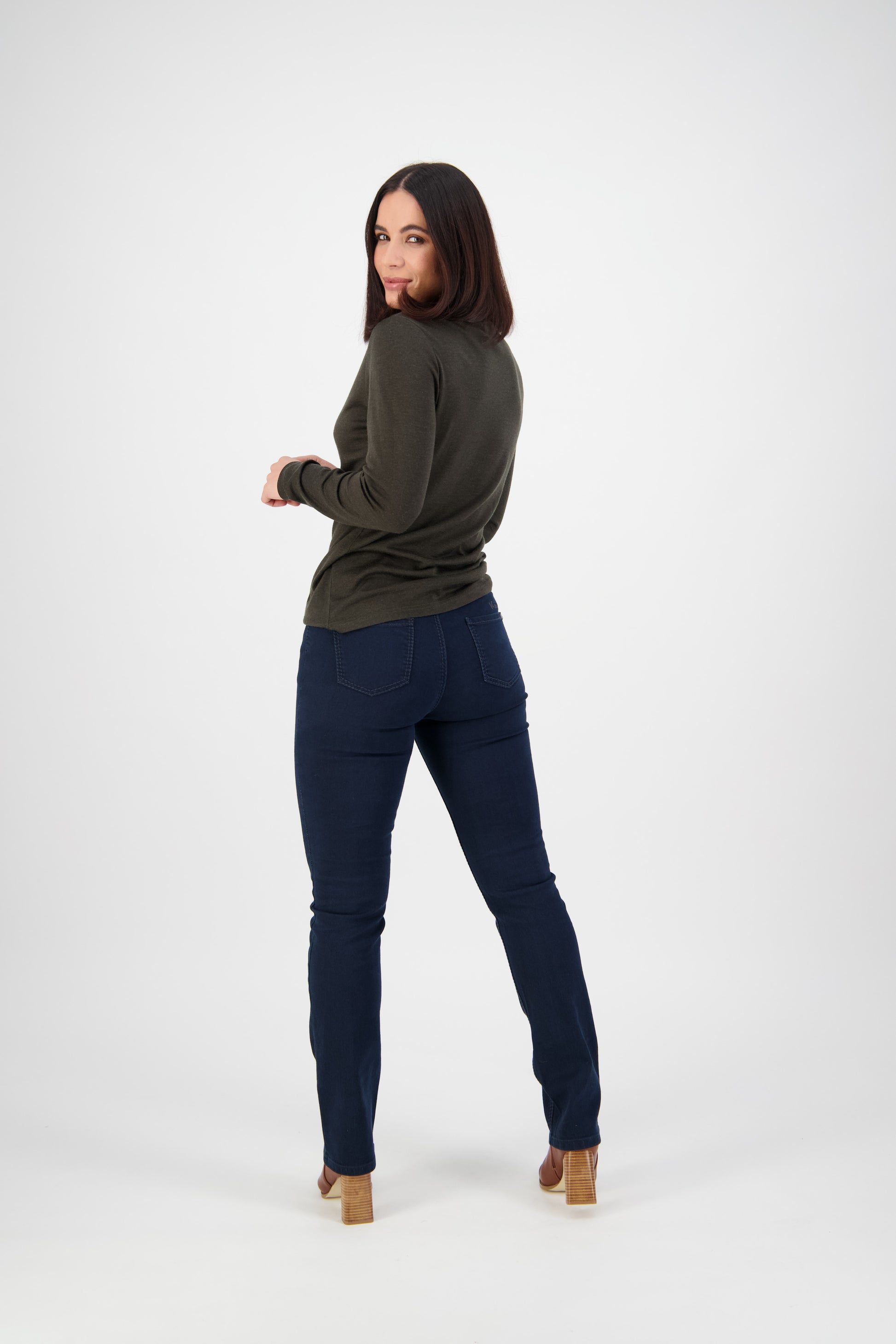 5719 Indigo Denim - Slim Leg Full Length Jean with Heavy Top Stitch - Vassalli