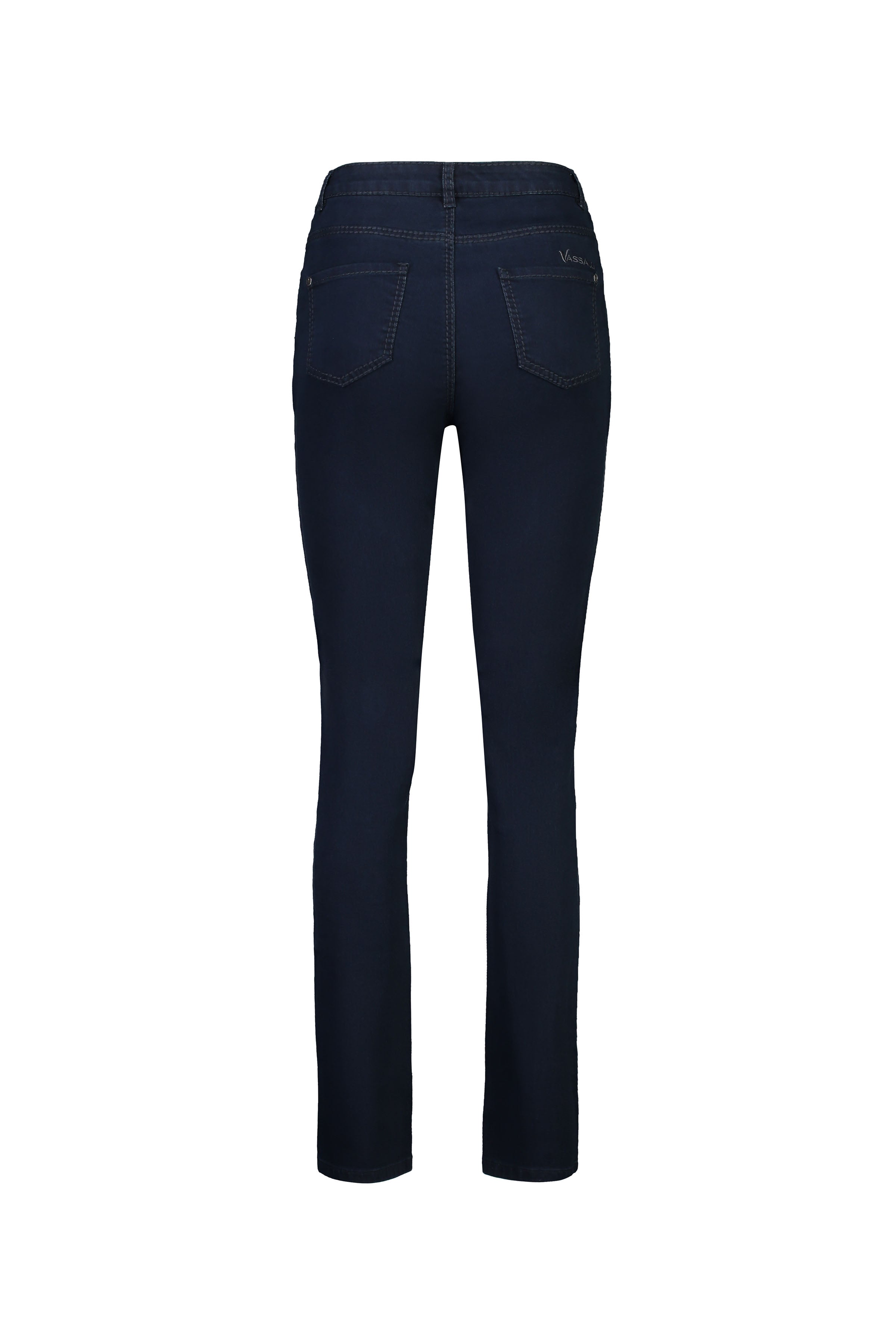 5719 Indigo Denim - Slim Leg Full Length Jean with Heavy Top Stitch - Vassalli