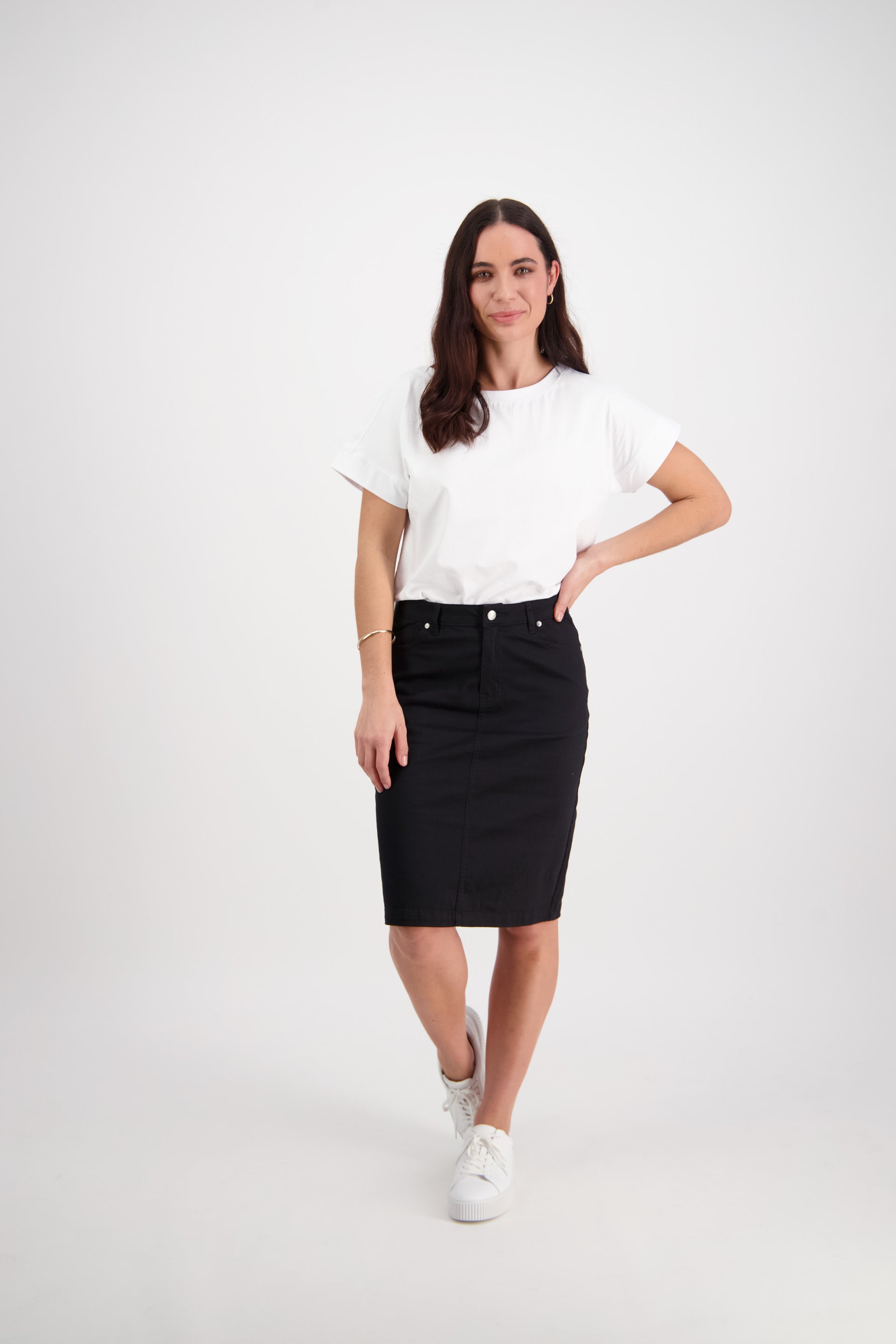 5751LW Black - Plain Lightweight Skirt - Vassalli