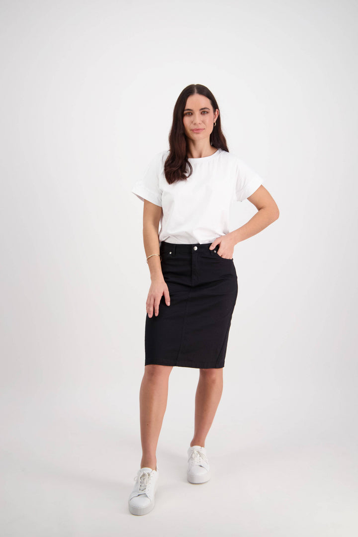 5751LW Black - Plain Lightweight Skirt - Vassalli