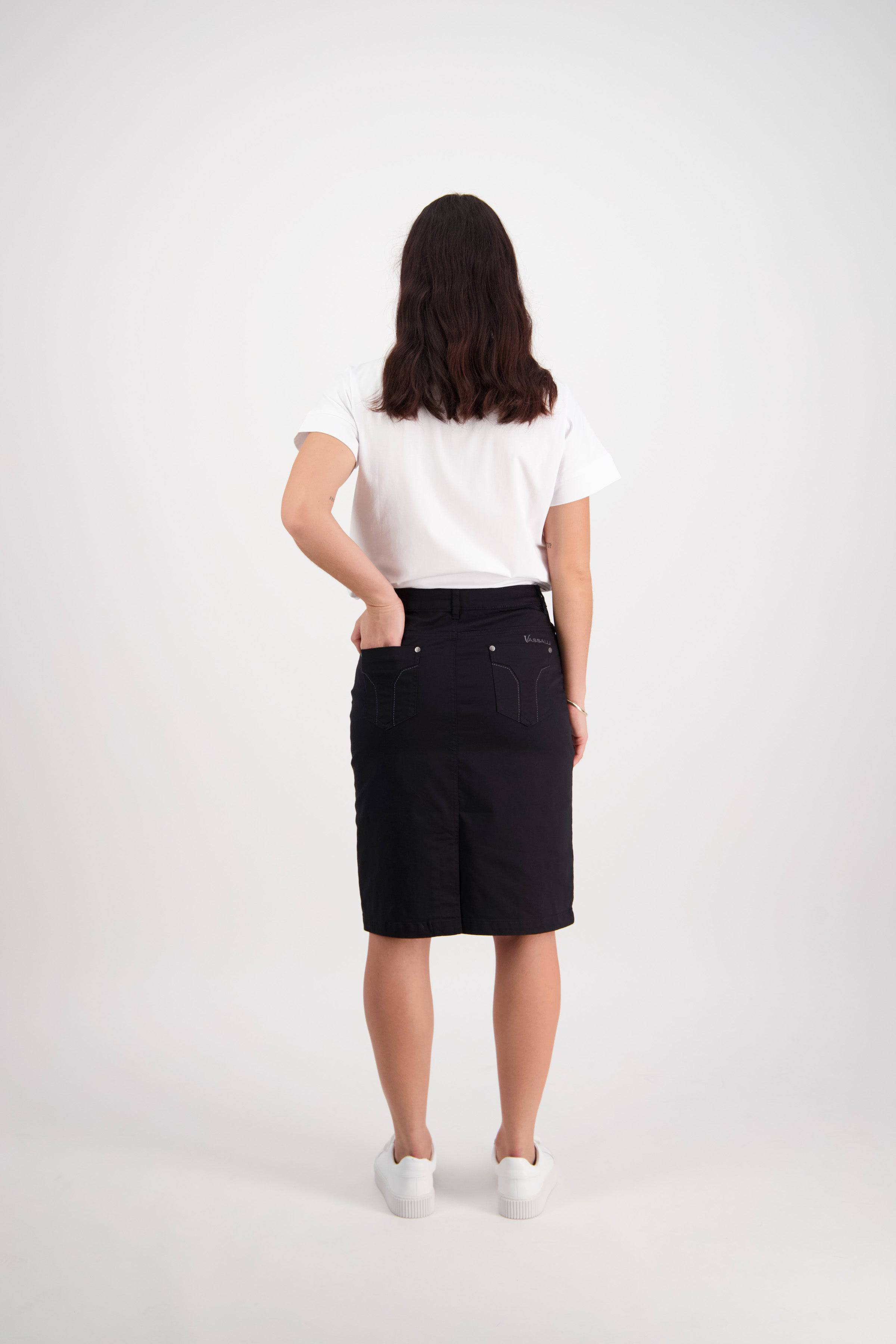 5751LW Black - Plain Lightweight Skirt - Vassalli