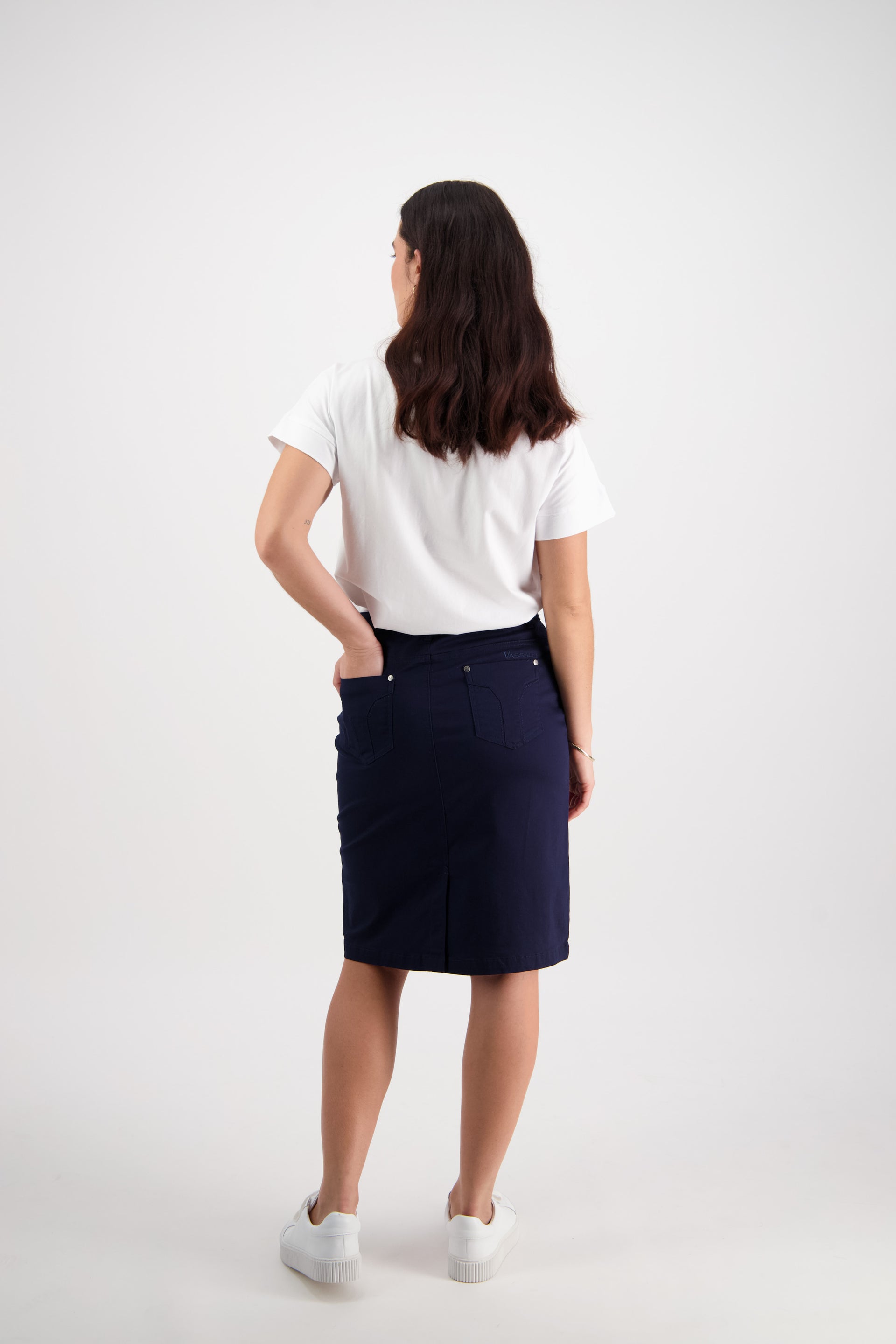 5751LW Navy - Plain Lightweight Skirt - Vassalli