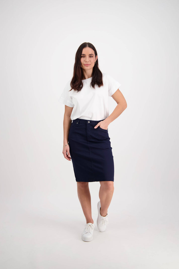 5751LW Navy - Plain Lightweight Skirt - Vassalli