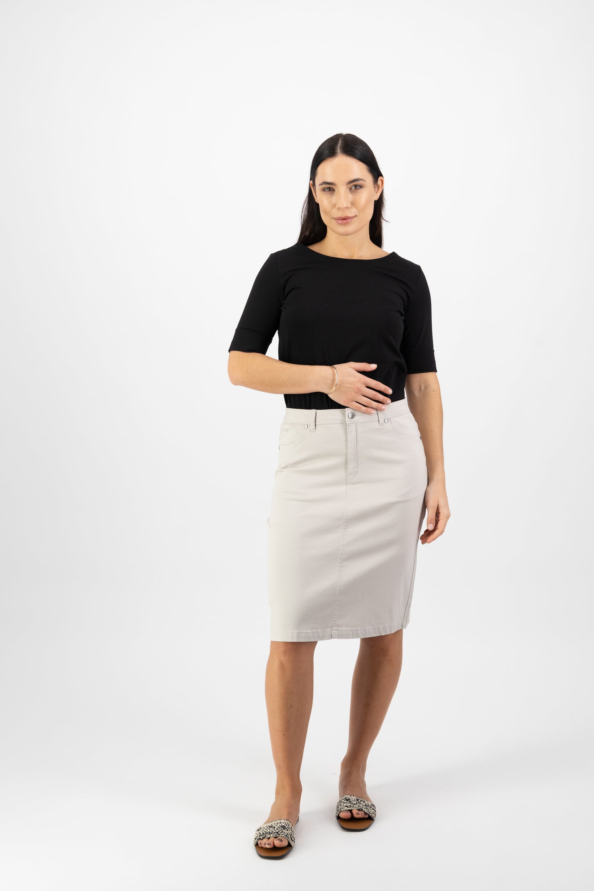 5751LW Pumice - Plain Lightweight Skirt - Vassalli