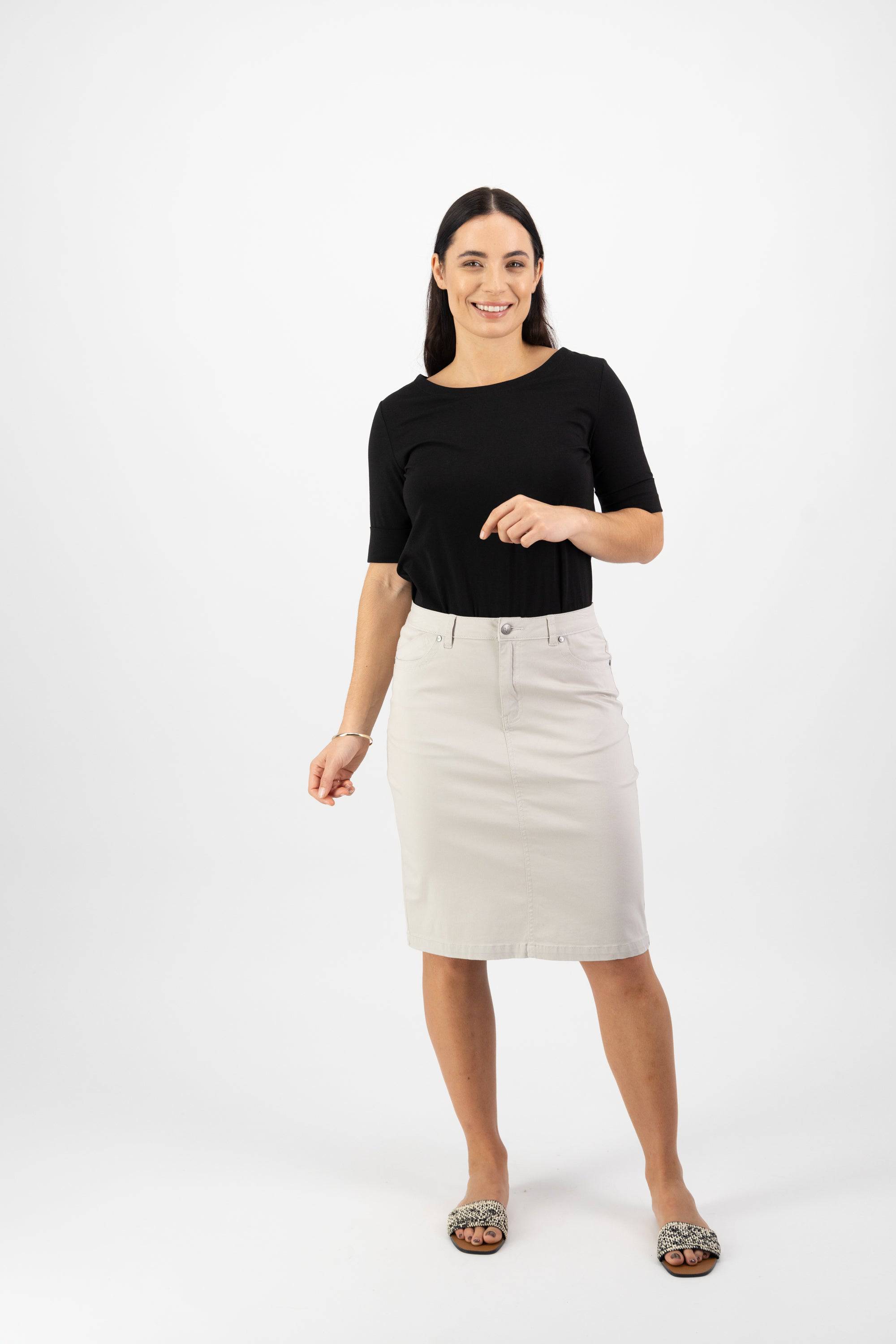 5751LW Pumice - Plain Lightweight Skirt - Vassalli