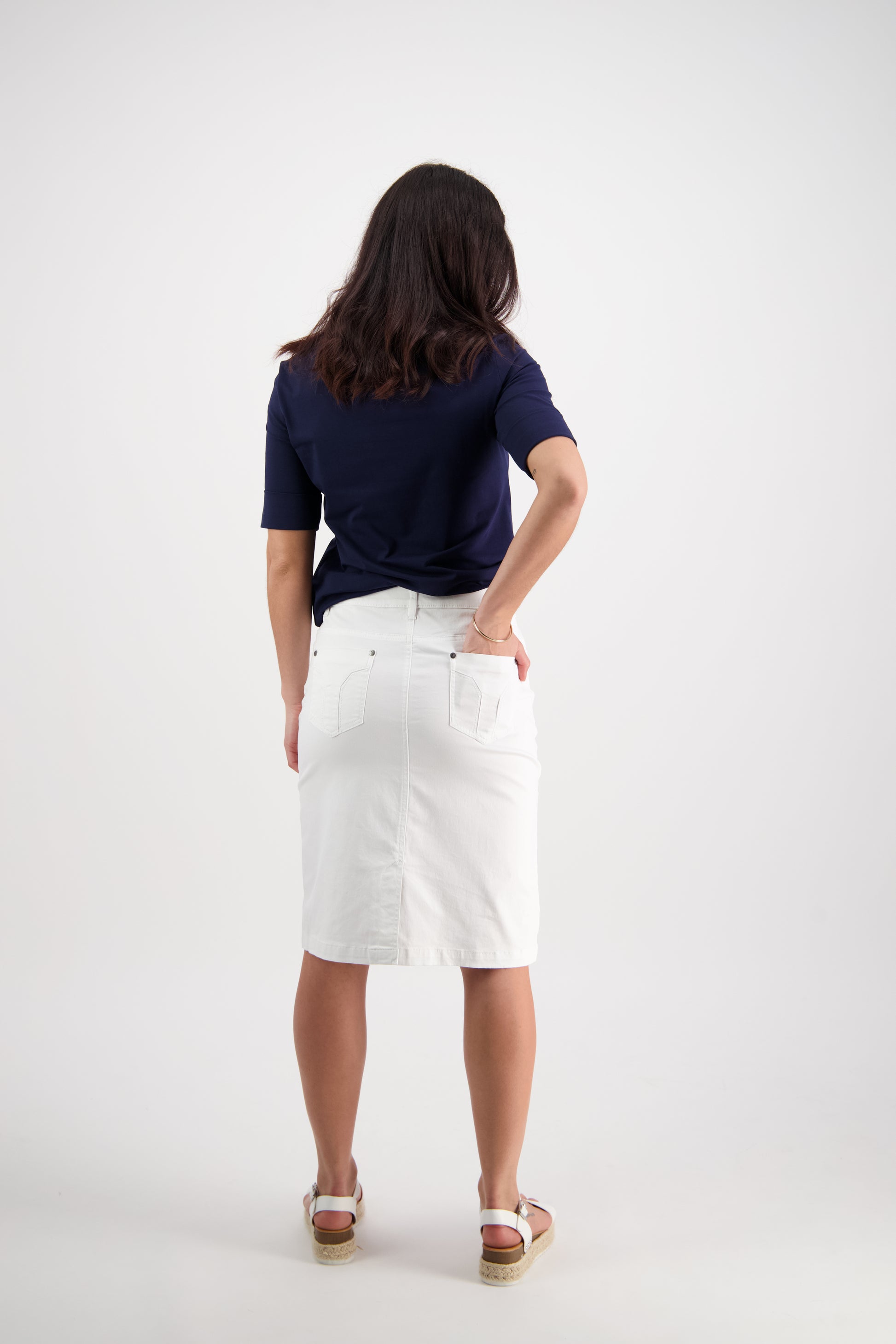 5751LW White - Plain Lightweight Skirt - Vassalli