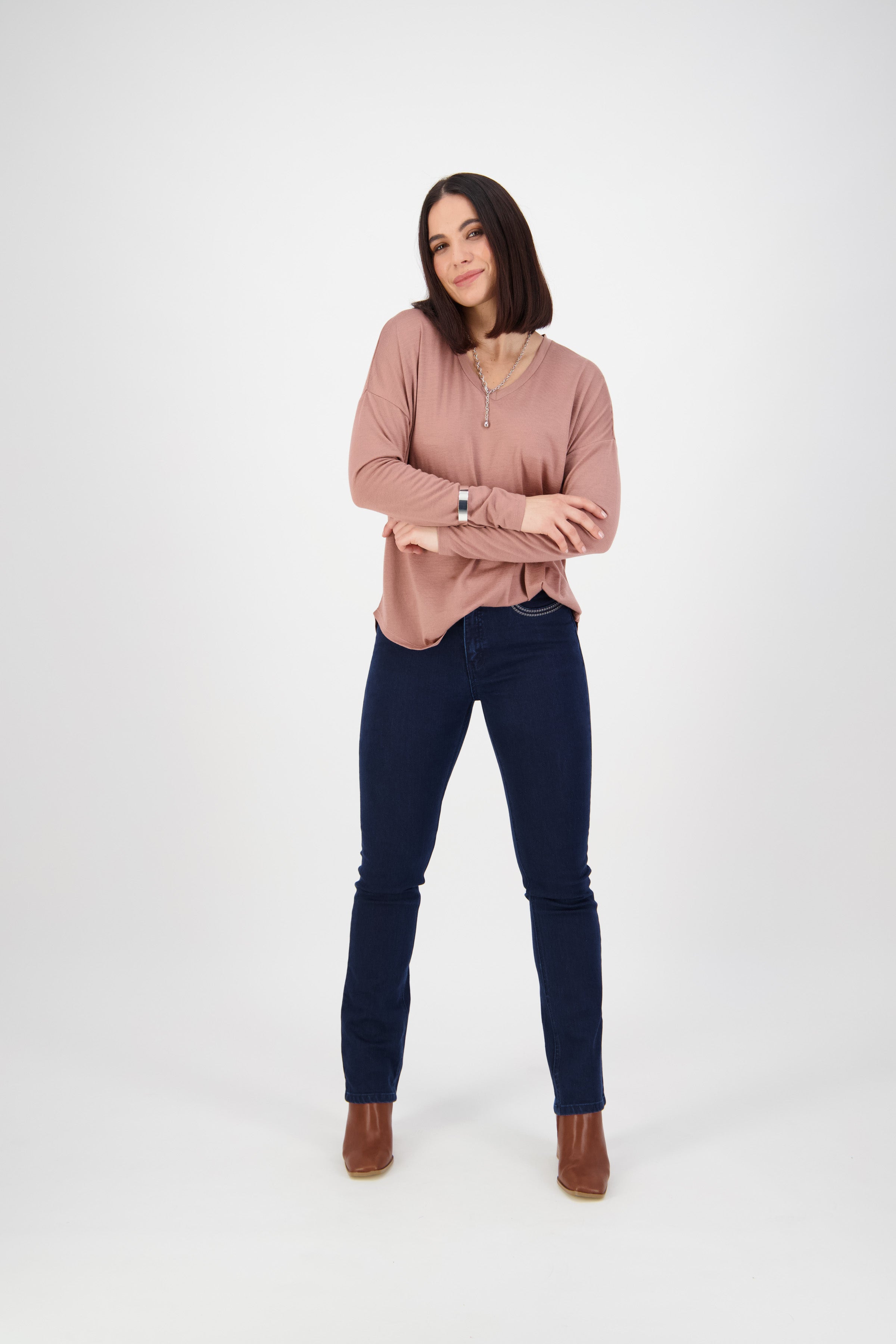 5781 Mid Blue - Slim Leg Full Length Jean - Vassalli