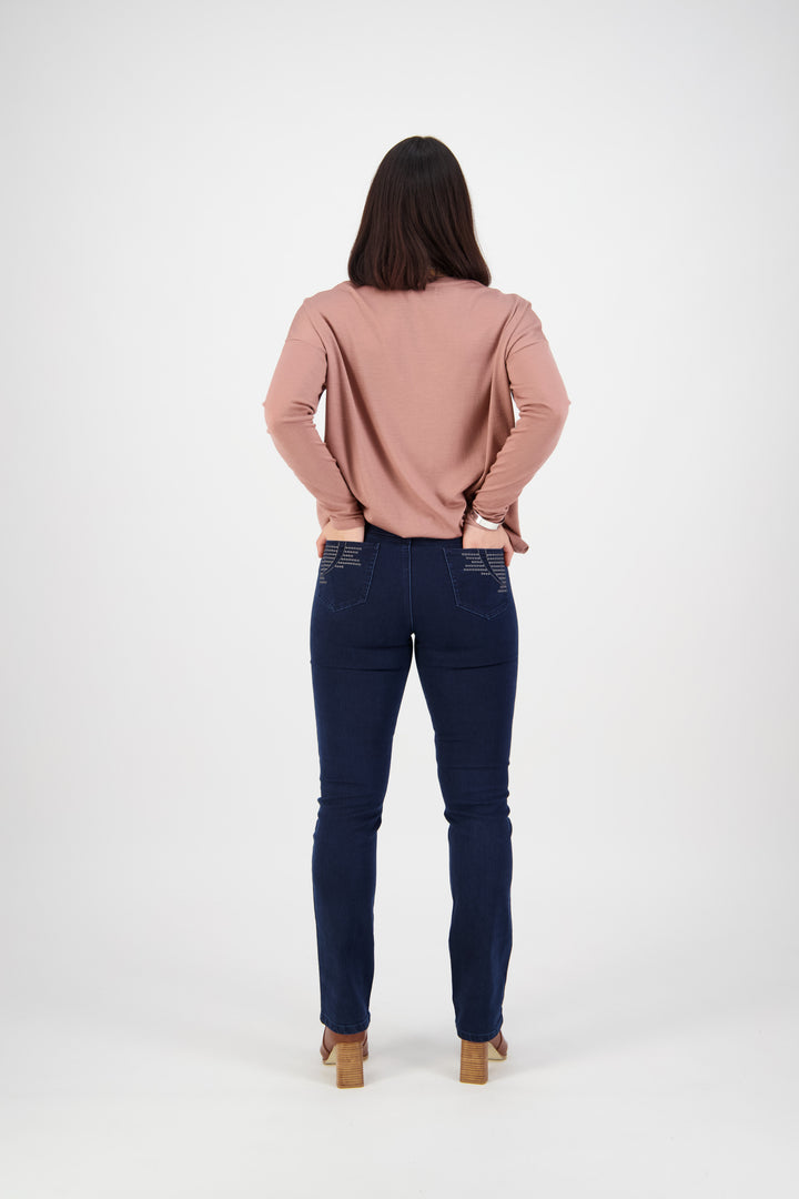 5781 Mid Blue - Slim Leg Full Length Jean - Vassalli